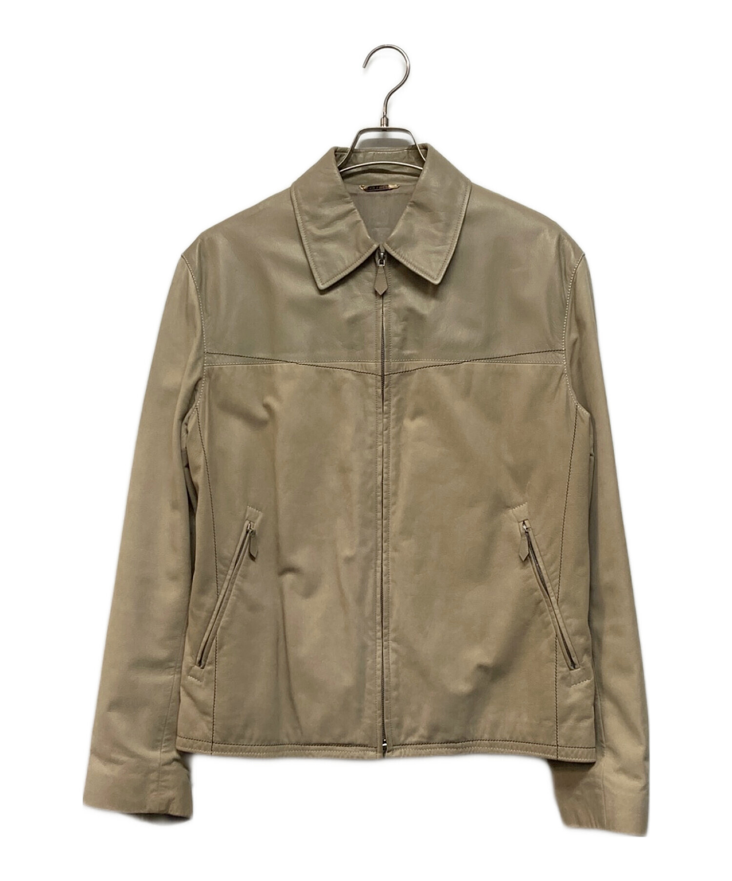 ら*く様 エルメス HERMES ベージュ ジャケット 48 中古・古着通販】HERMES (エルメス) ヌバック切替レザージャケット