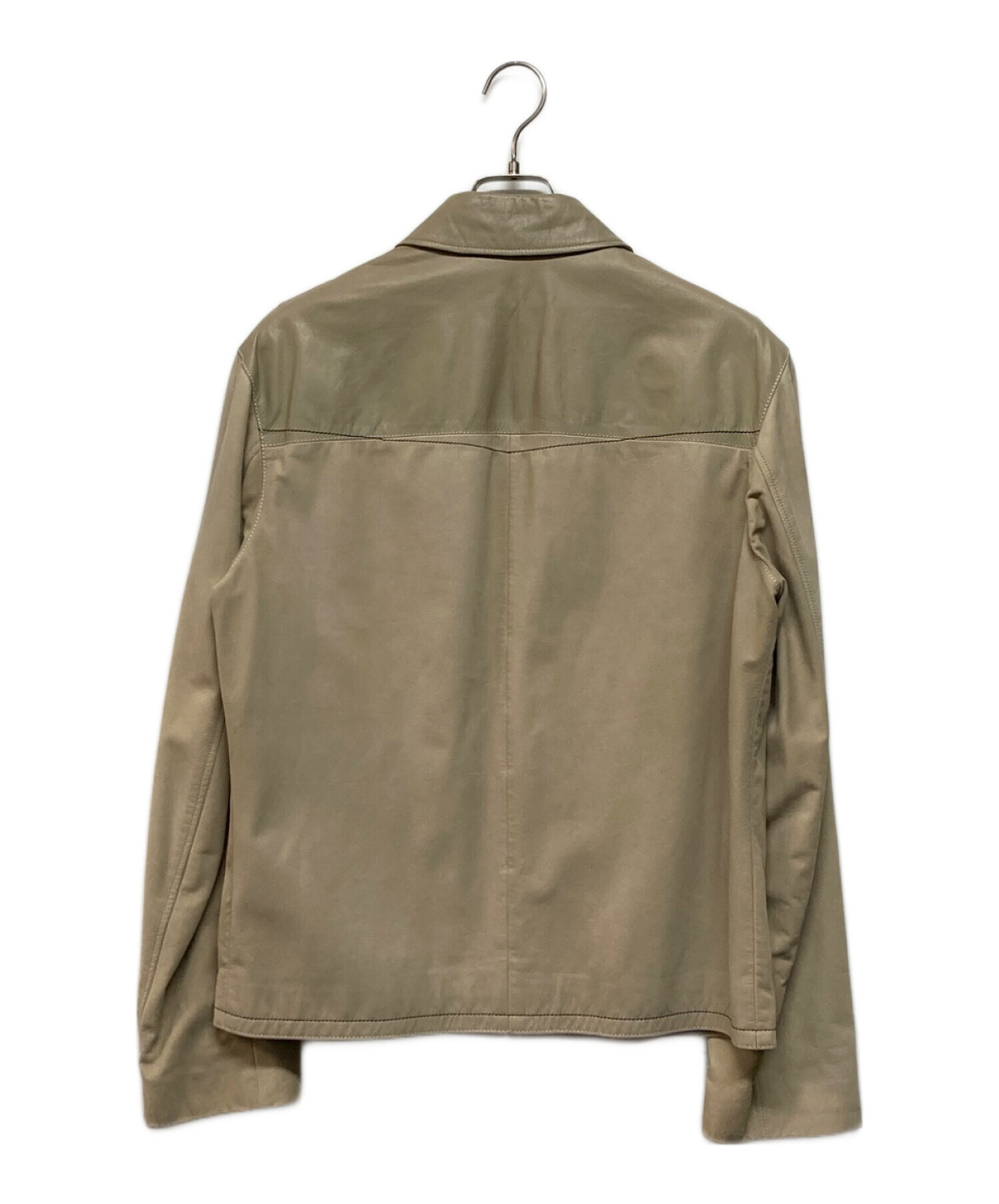 ら*く様 エルメス HERMES ベージュ ジャケット 48 中古・古着通販】HERMES (エルメス) ヌバック切替レザージャケット