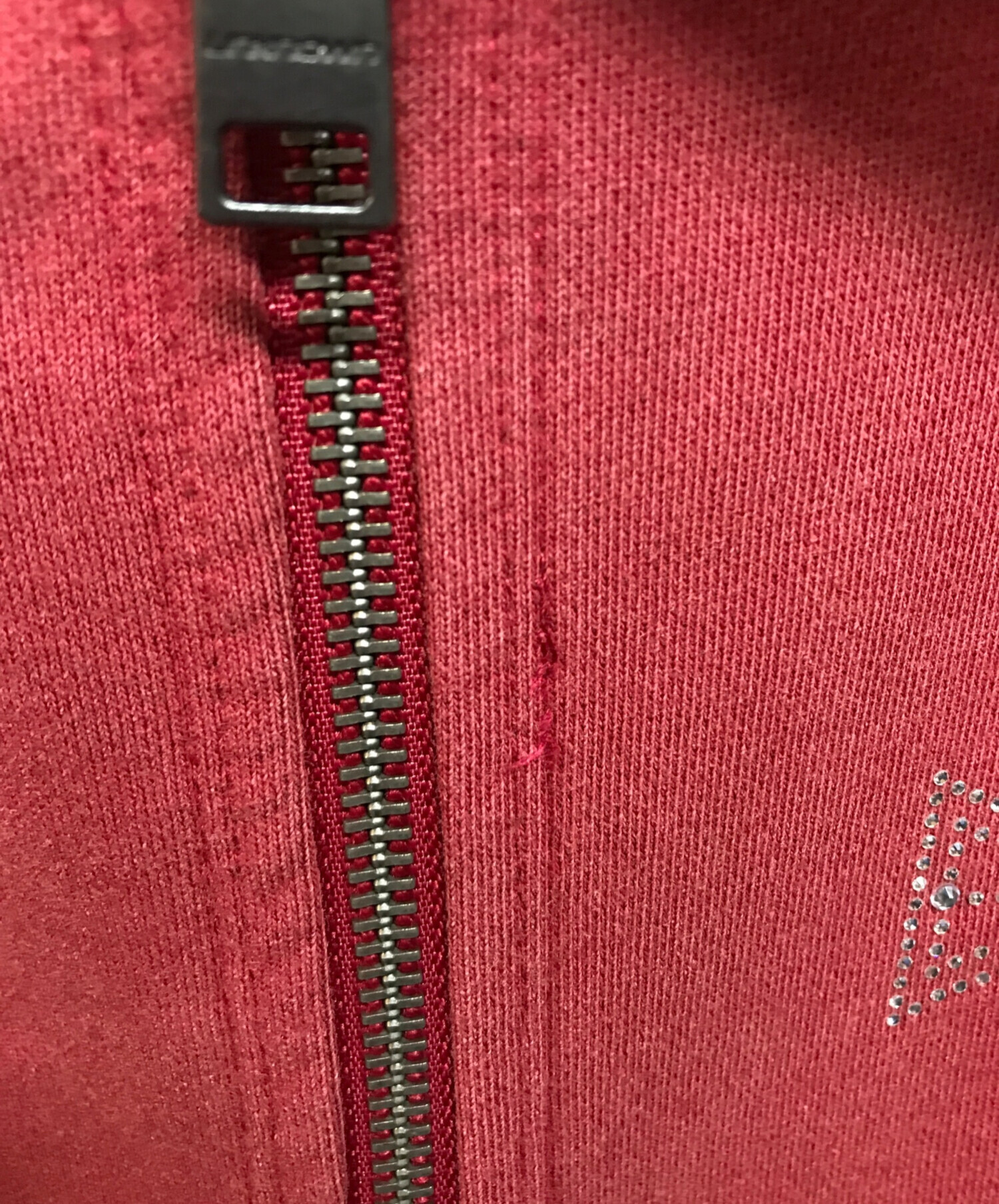中古・古着通販】unknown (アンノウン) Outline Cross Rhinestone Zip
