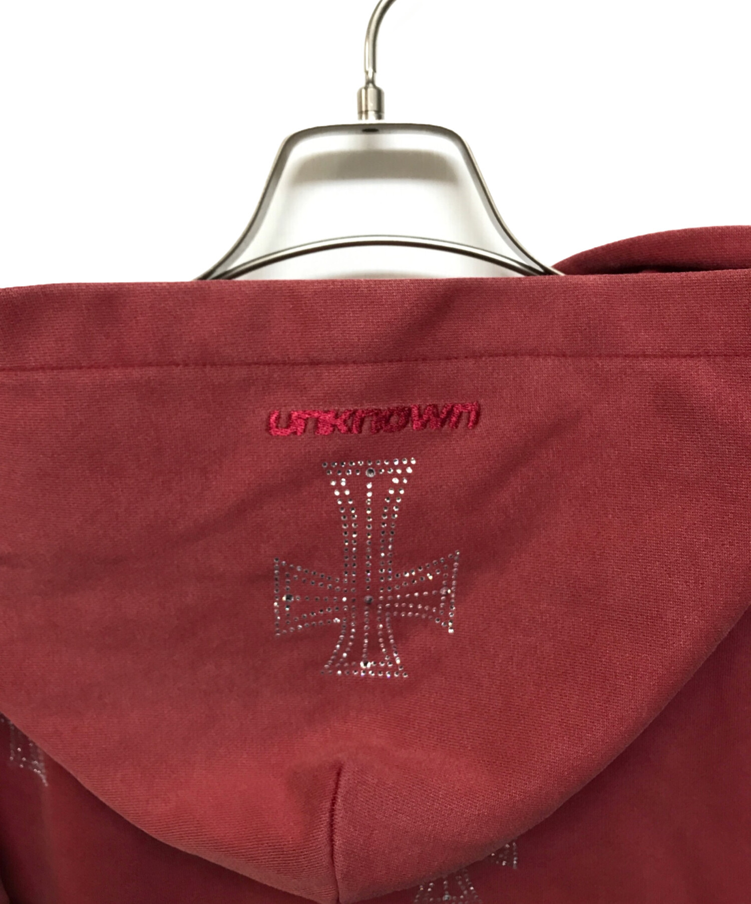 中古・古着通販】unknown (アンノウン) Outline Cross Rhinestone Zip