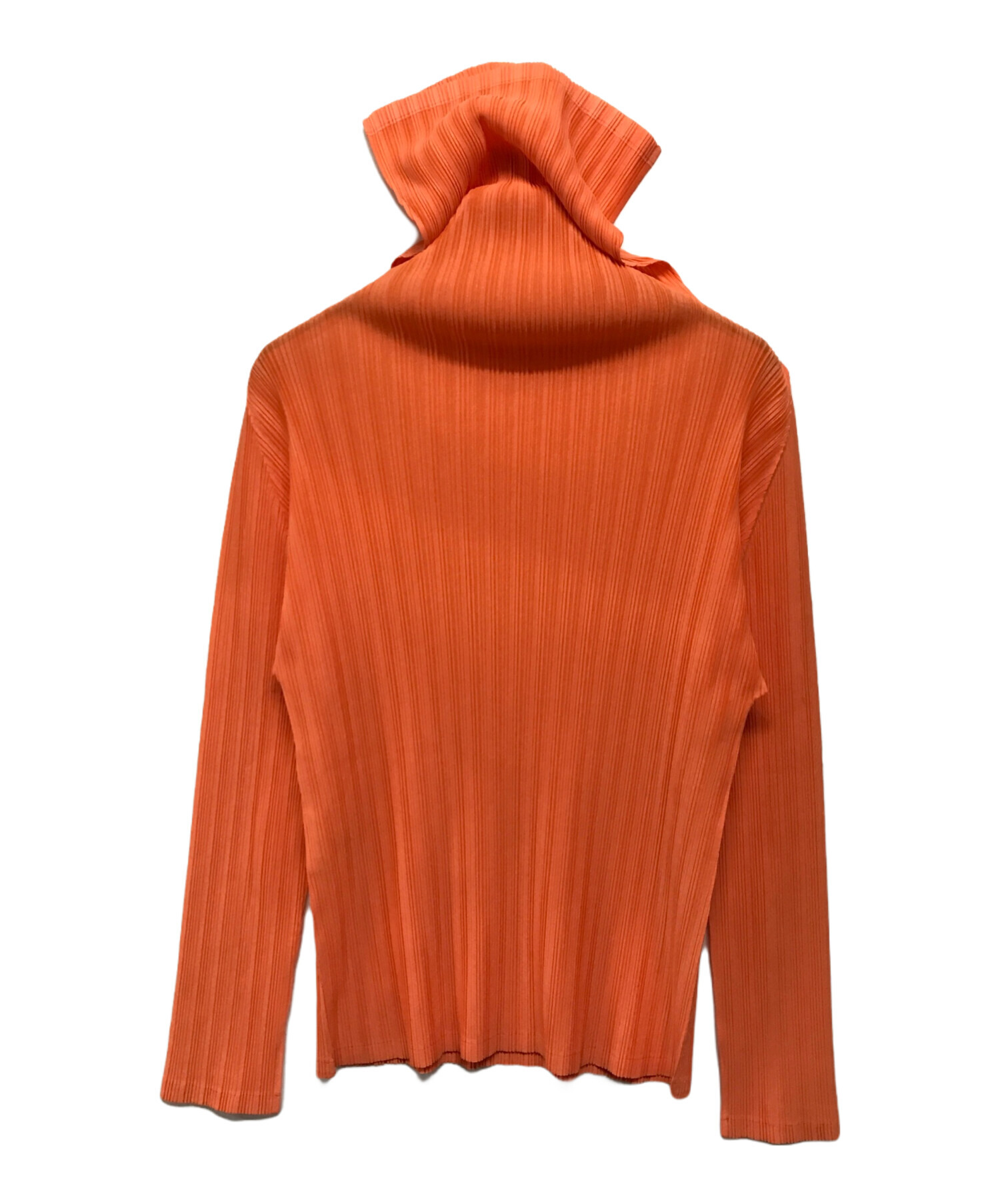 プリーツプリーズ　ハイネックカットソー　ブラウス　長袖　オレンジ　サイズ3 PLEATS PLEASE ISSEY MIYAKE - 美品 プリーツプリーズ イッセイミヤケ