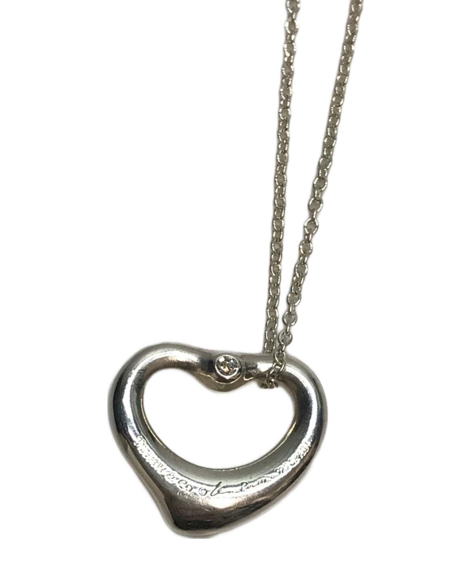 中古 TIFFANY&Co. エルサペレッティ オープンハート ペンダント ピンク 