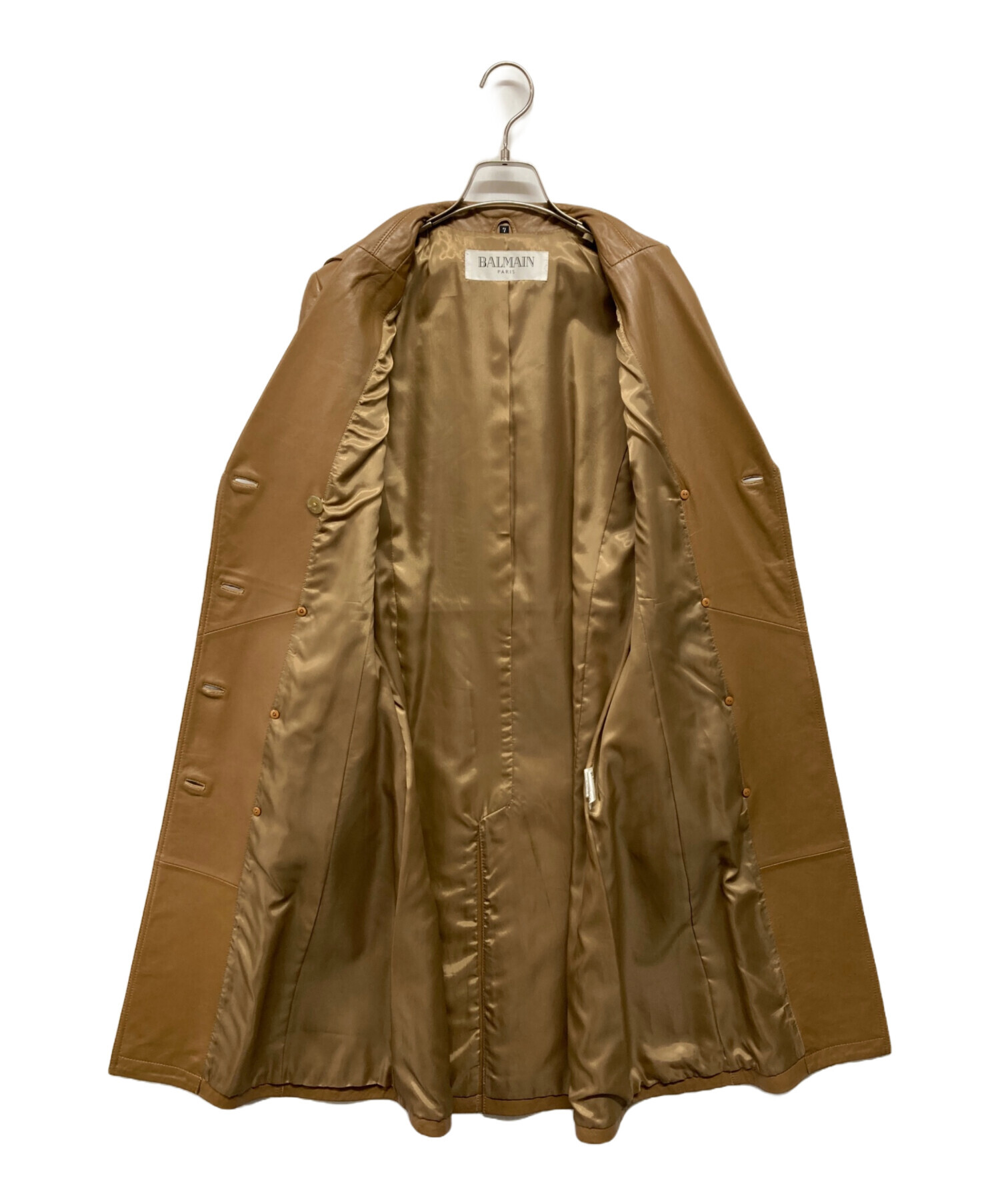 中古・古着通販】BALMAIN (バルマン) ラムレザーコート ブラウン