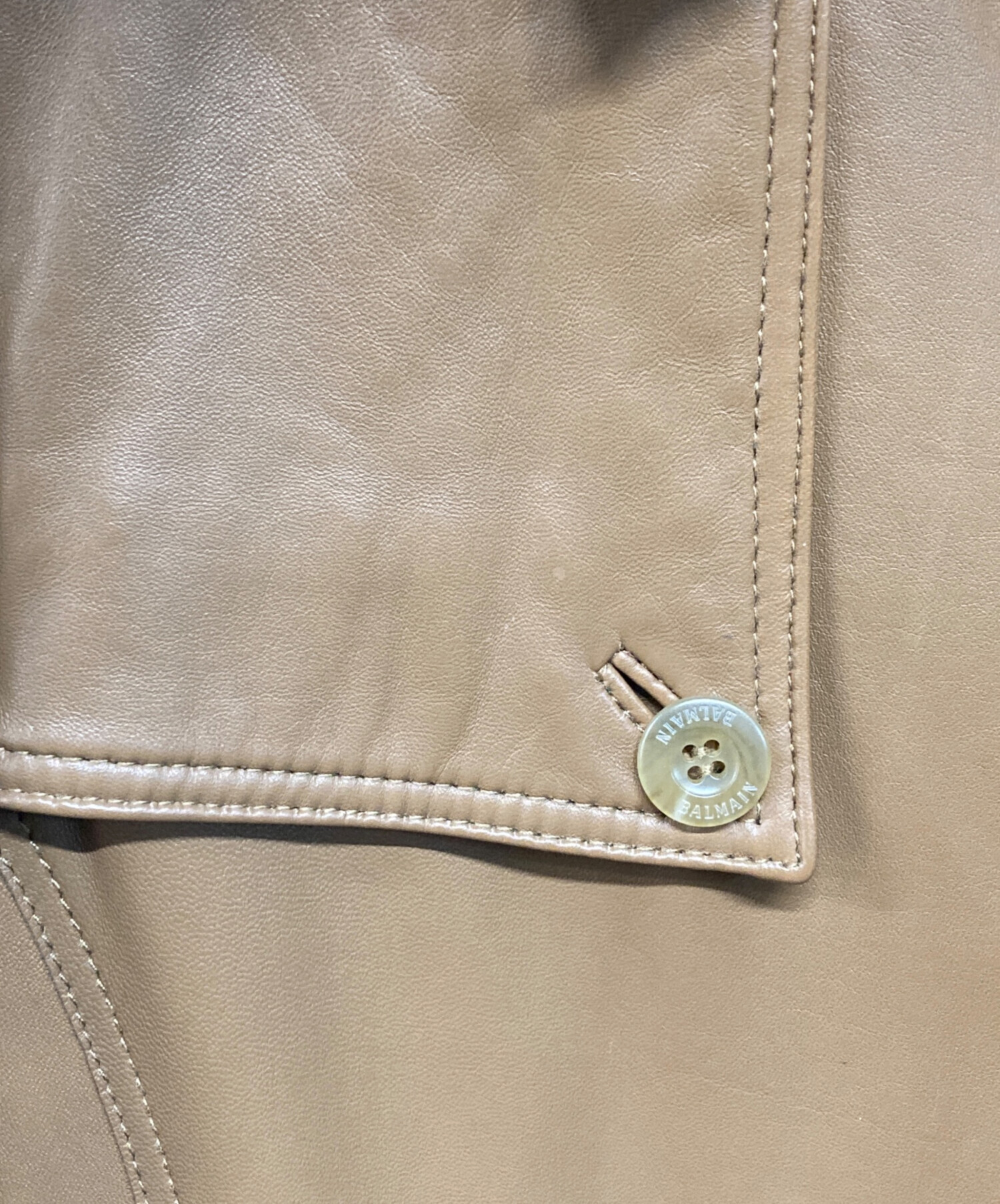 中古・古着通販】BALMAIN (バルマン) ラムレザーコート ブラウン