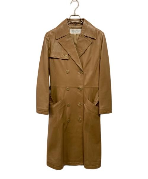 中古・古着通販】BALMAIN (バルマン) ラムレザーコート ブラウン