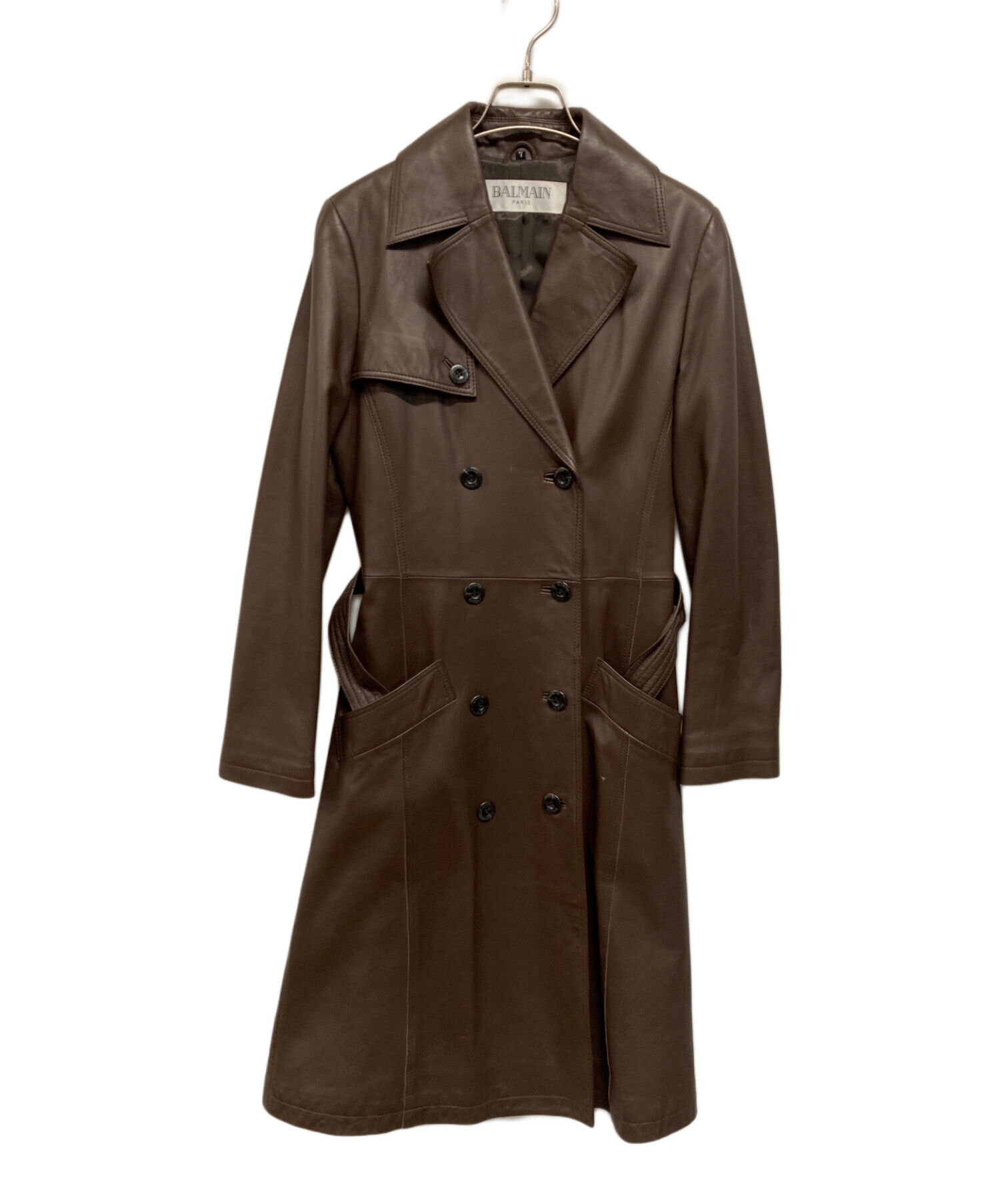 中古・古着通販】BALMAIN (バルマン) ラムレザーチェスターコート