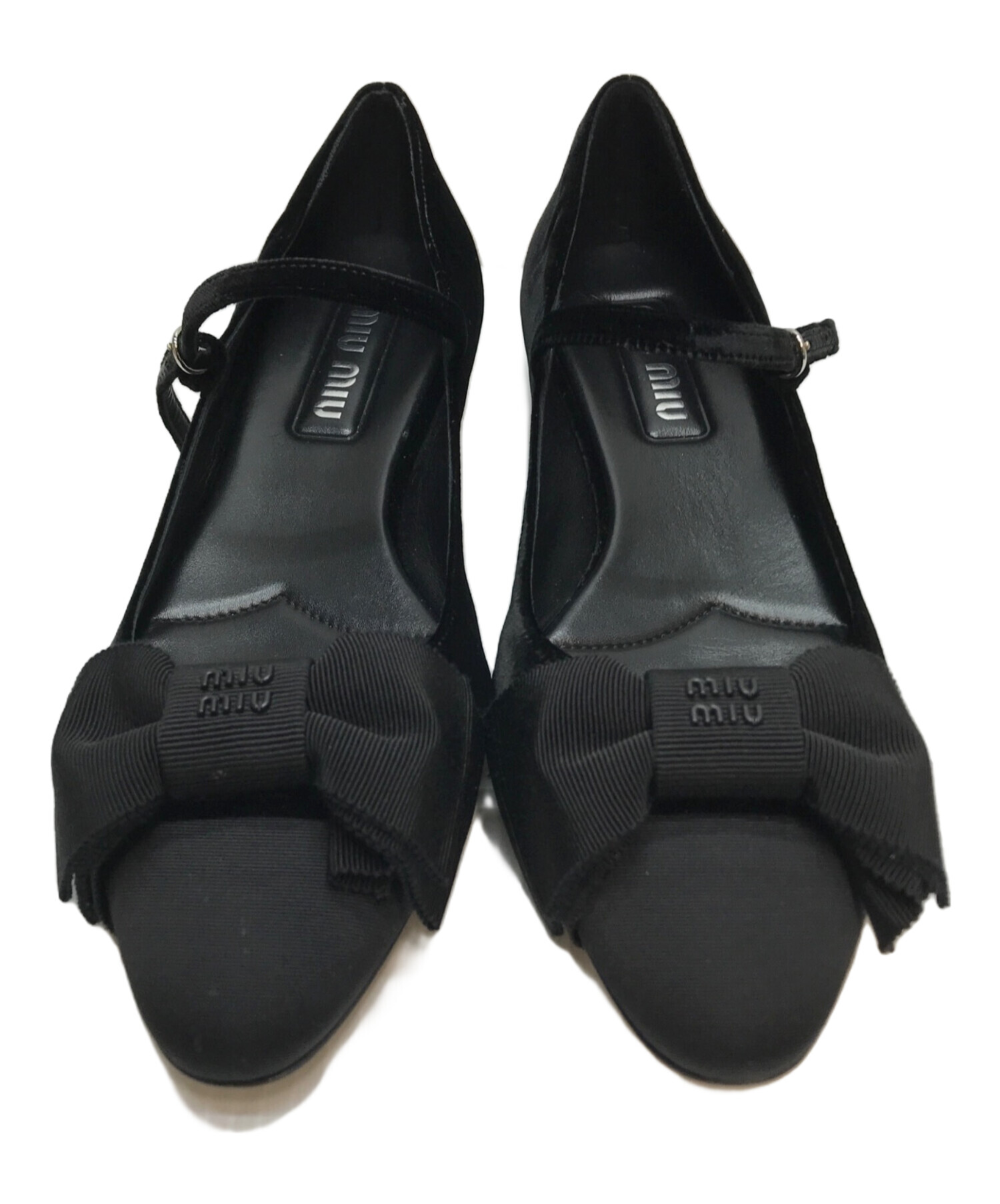美品！miumiu|ミュウミュウ リボンパンプス 36|23㎝|黒 ブラック 美品！miumiu|ミュウミュウ リボンパンプス 36|23㎝|黒 ブラック