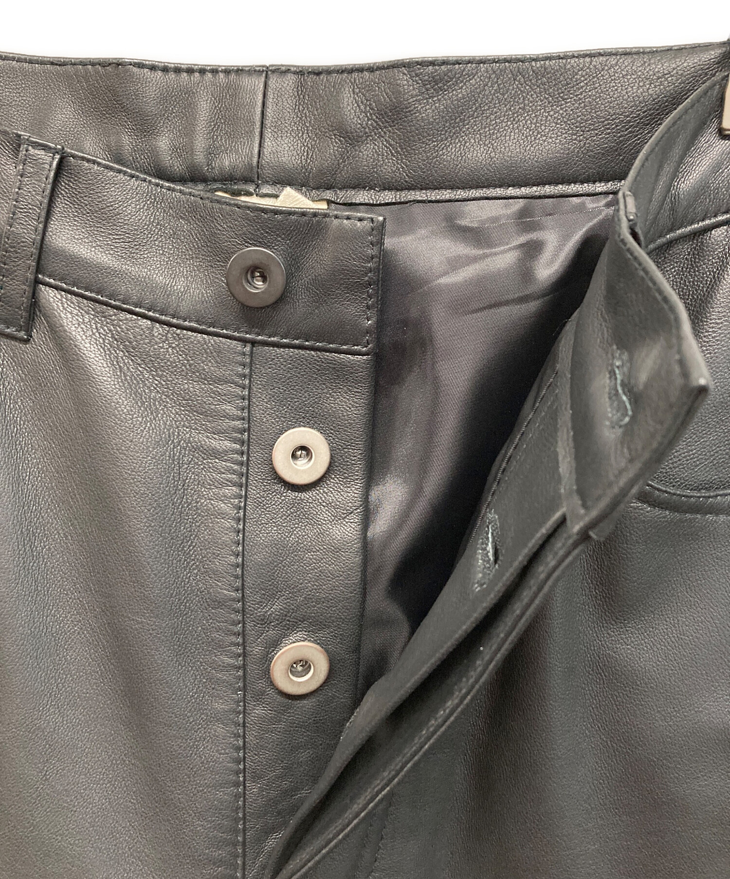 refomed×ccu CCU × refomed / FRESH MAN CCU LEATHER WIDE PANTS -BLACK-｜aIbn公式通販