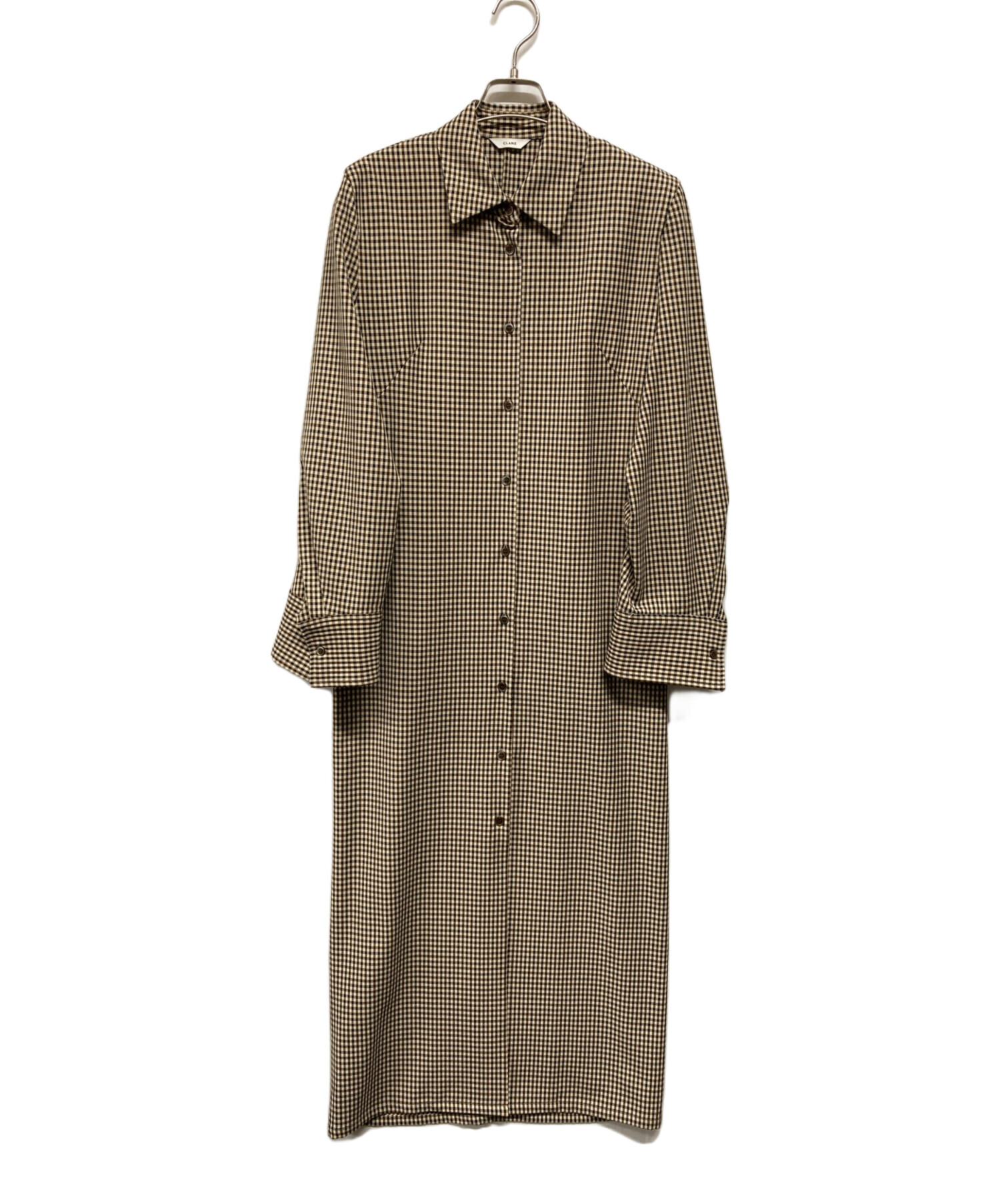 中古・古着通販】CLANE (クラネ) POWER SHOULDER CHECK SHIRT ONEPIECE