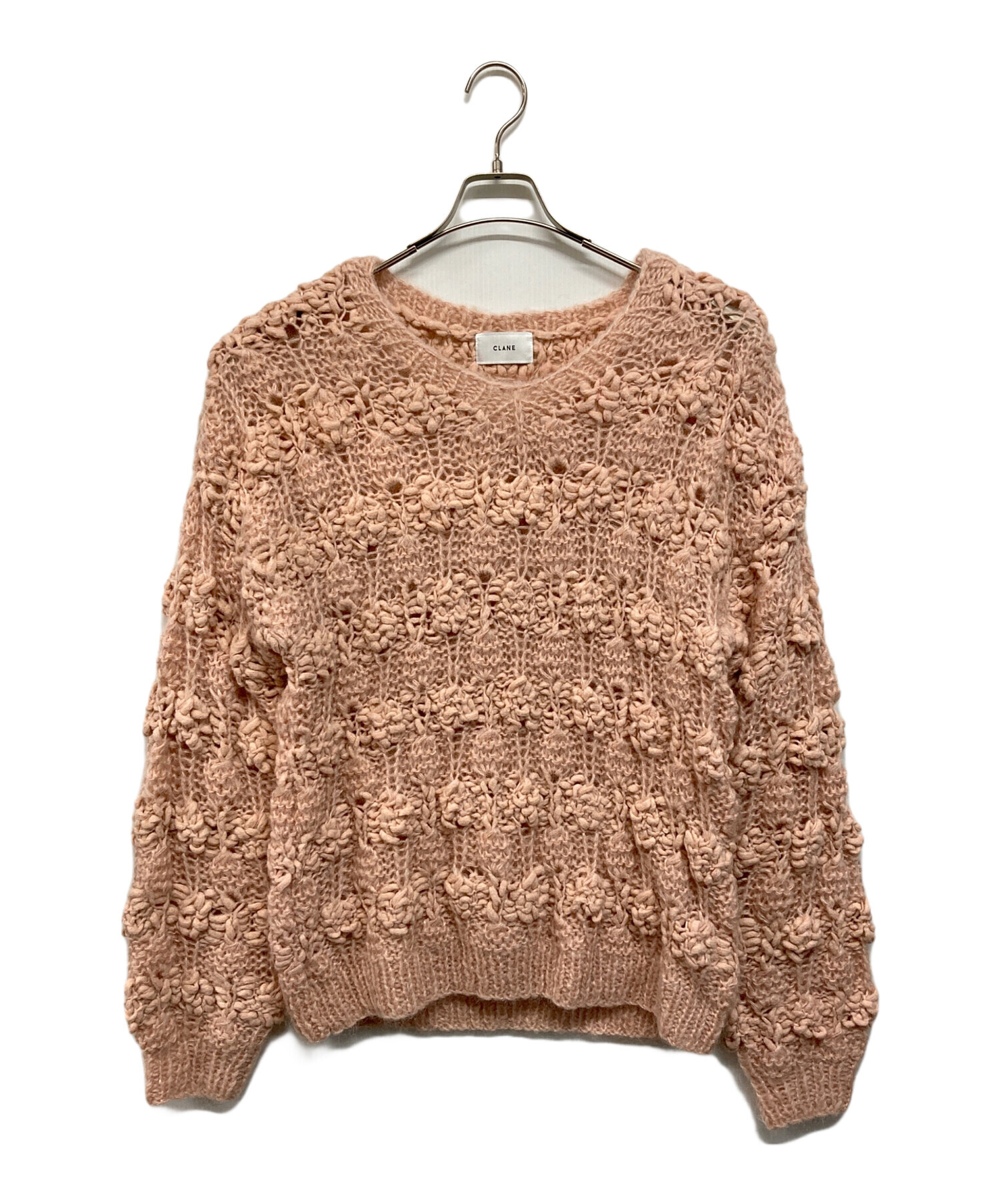 【未使用品】CLANE クラネ ニットVネック モヘア ピンク 1サイズ CLANE（クラネ）の「BUMPY OVER V NECK KNIT TOPS（ニット/セーター