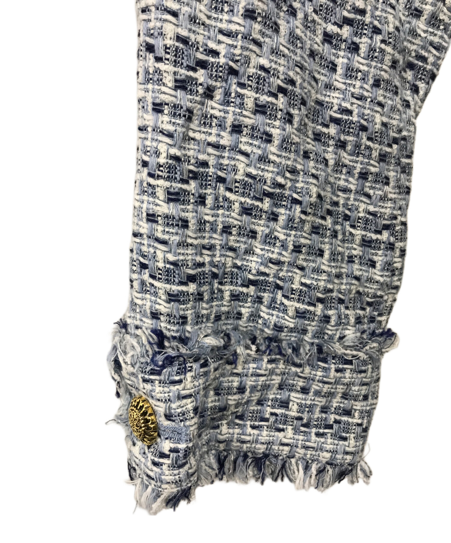 中古・古着通販】ORGUE (オルグ) Tweed fringe 2way jacket ブルー