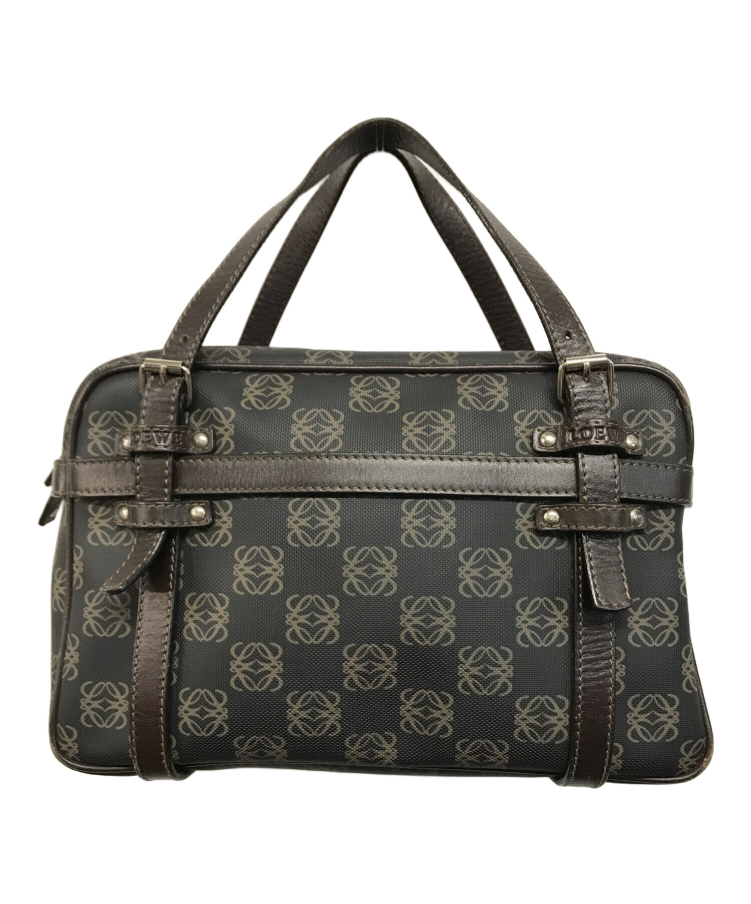 中古・古着通販】LOEWE (ロエベ) アナグラム総柄ハンドバッグ ブラウン