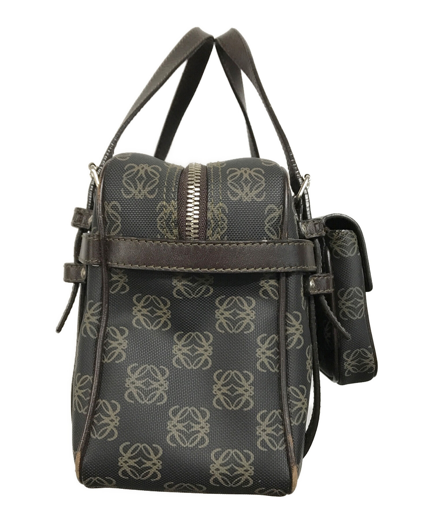 中古・古着通販】LOEWE (ロエベ) アナグラム総柄ハンドバッグ ブラウン