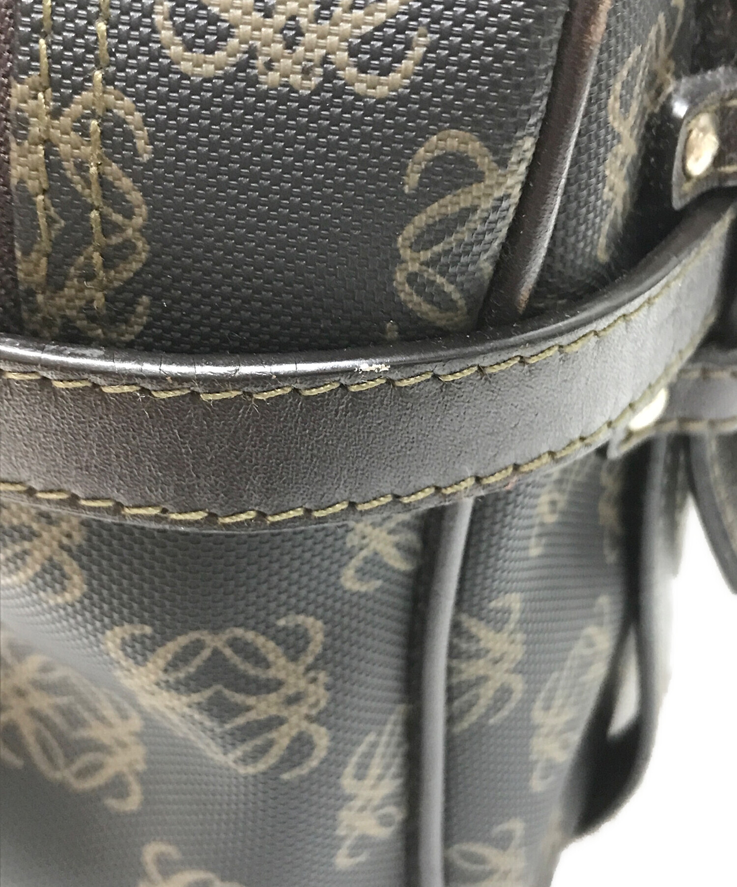 中古・古着通販】LOEWE (ロエベ) アナグラム総柄ハンドバッグ ブラウン