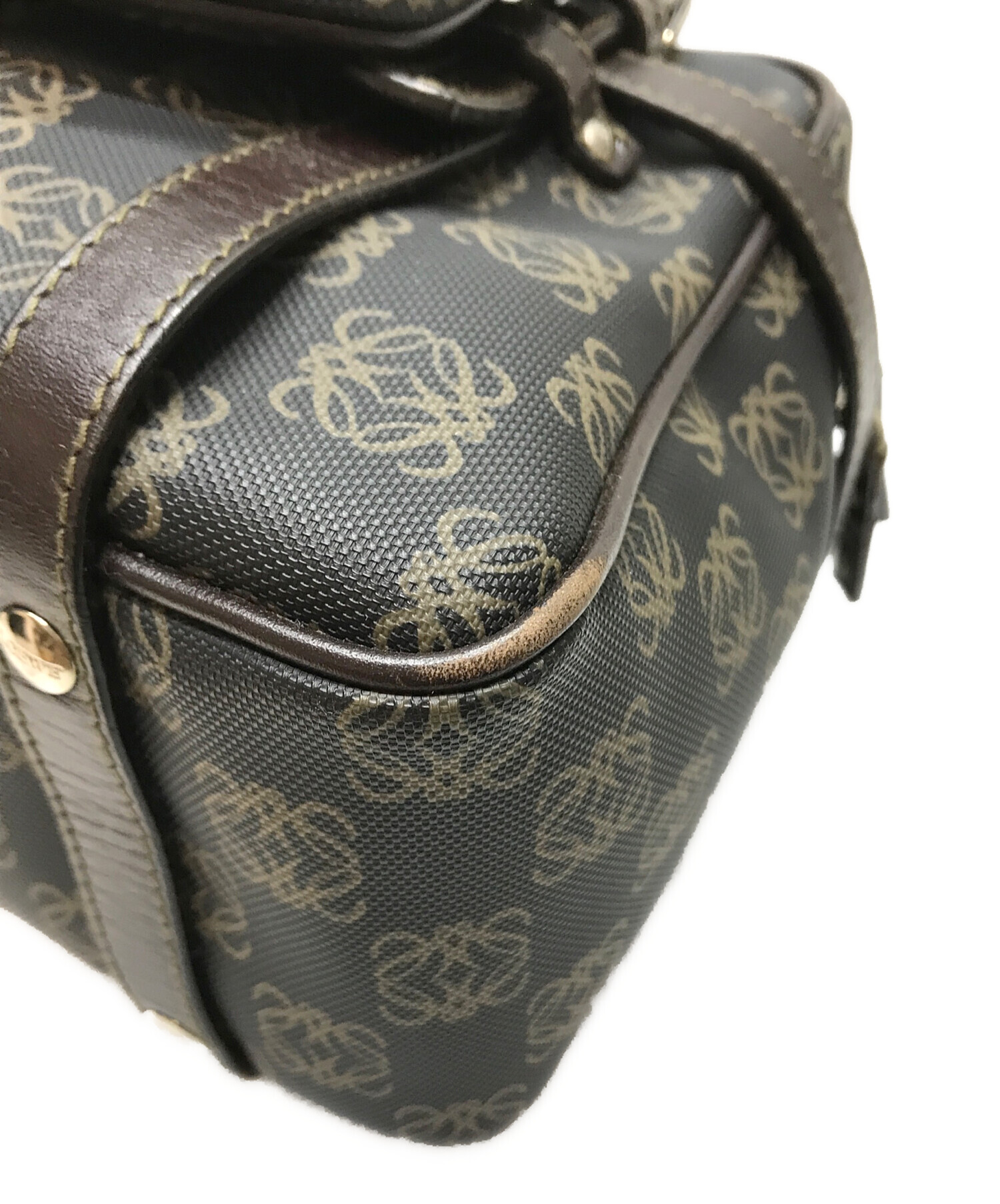 中古・古着通販】LOEWE (ロエベ) アナグラム総柄ハンドバッグ ブラウン