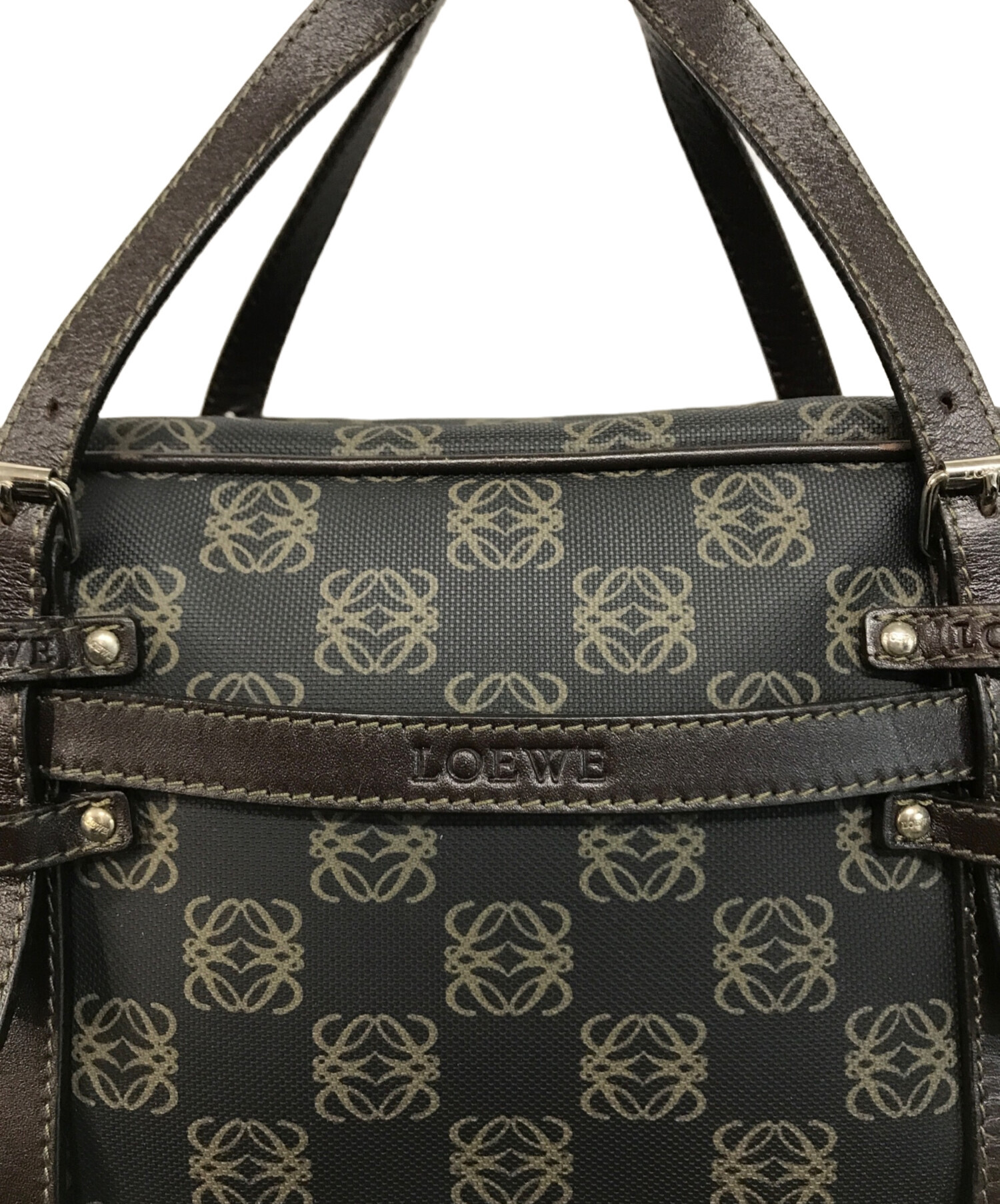 中古・古着通販】LOEWE (ロエベ) アナグラム総柄ハンドバッグ ブラウン