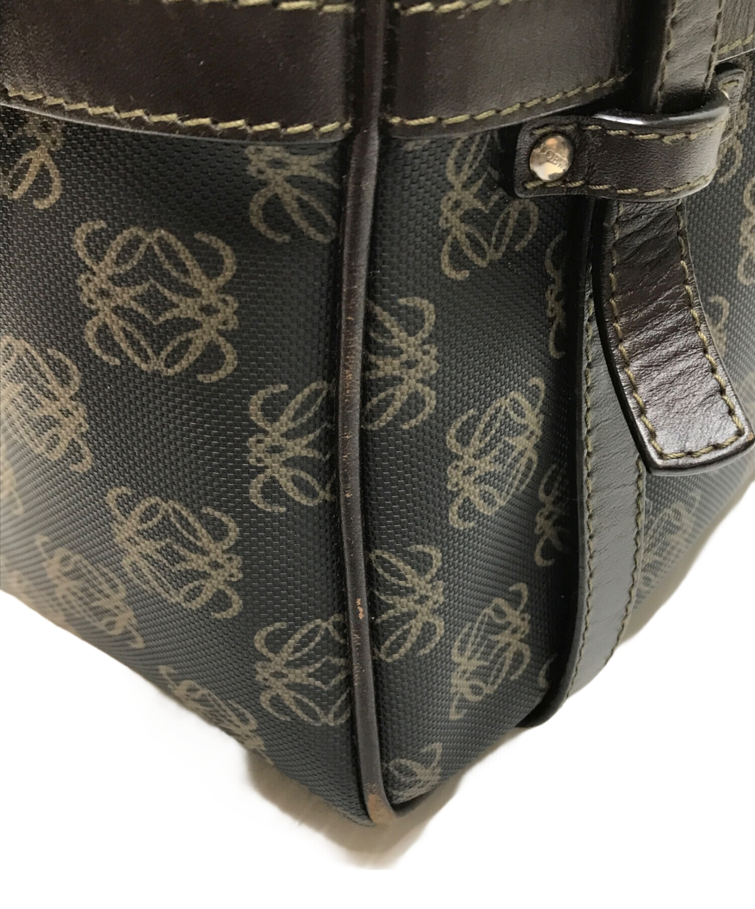 中古・古着通販】LOEWE (ロエベ) アナグラム総柄ハンドバッグ ブラウン
