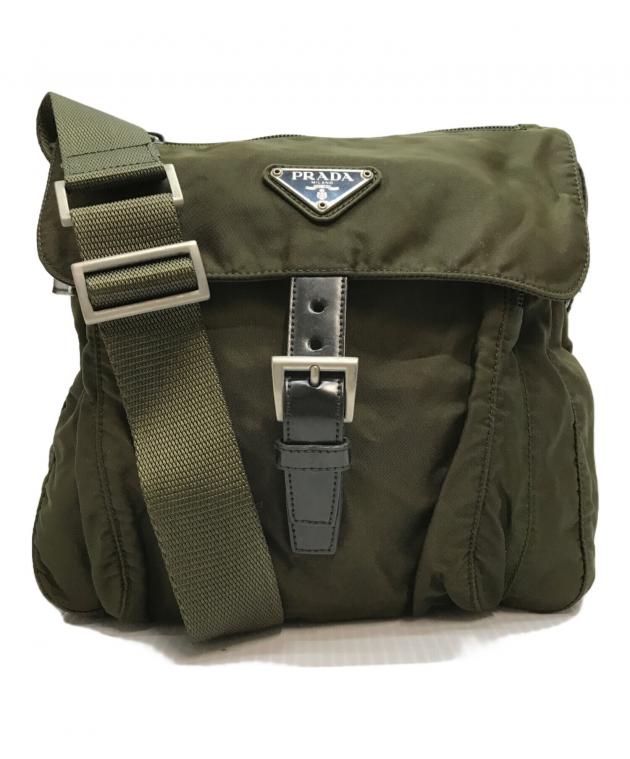 中古・古着通販】PRADA (プラダ) ナイロンショルダーバッグ オリーブ