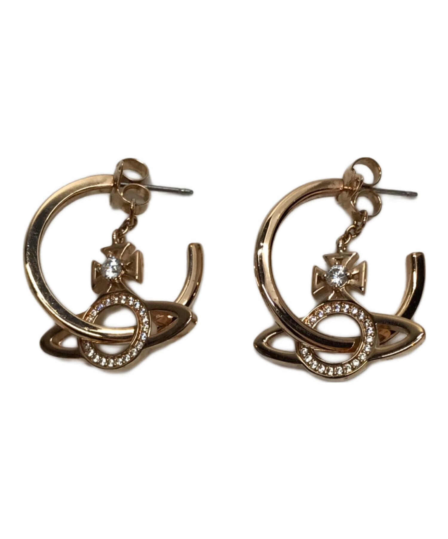 VivienneWestwood　ピアス　プラネットロゴ　ゴールド　長耳環 中古・古着通販】Vivienne Westwood (ヴィヴィアンウエストウッド