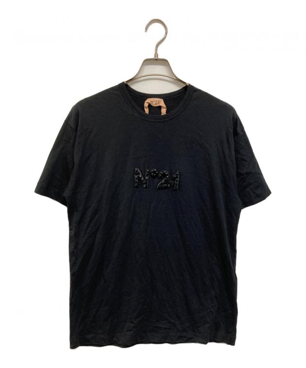 Nº21 ヌメロヴェントゥーノ ビジューカットソー　Tシャツ 38 ブラック 中古・古着通販】N°21 (ヌメロヴェントゥーノ) ビジューロゴカットソー