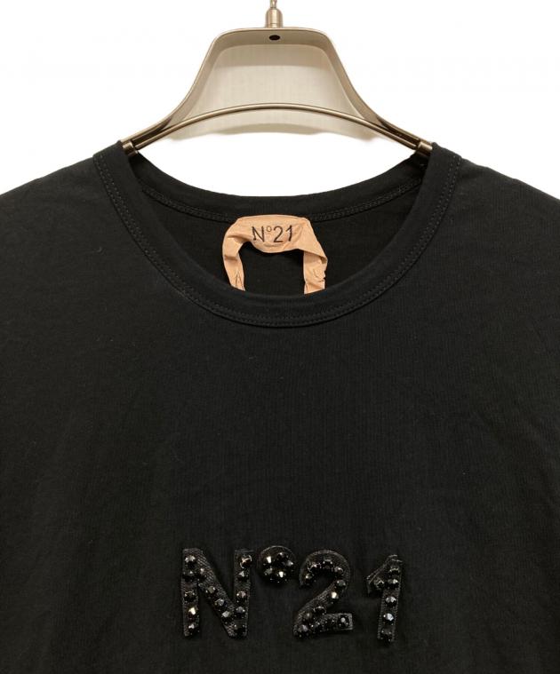 Nº21 ヌメロヴェントゥーノ ビジューカットソー　Tシャツ 38 ブラック 中古・古着通販】N°21 (ヌメロヴェントゥーノ) ビジューロゴカットソー