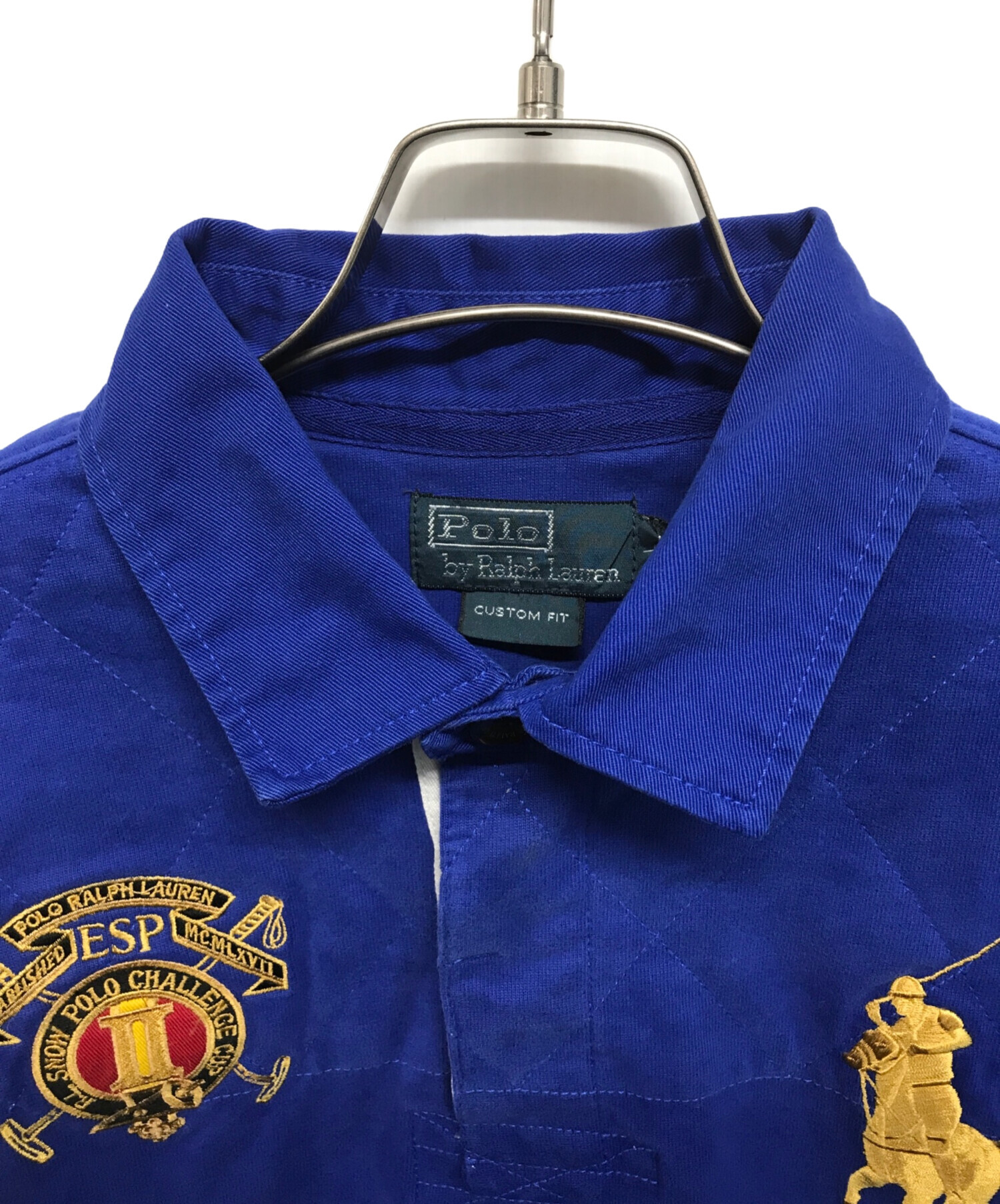 Ralph Lauren ラガーシャツ L 青 古着 Polo Ralph Lauren 水色×紺×白 ラガー ラグビー シャツ L 古着