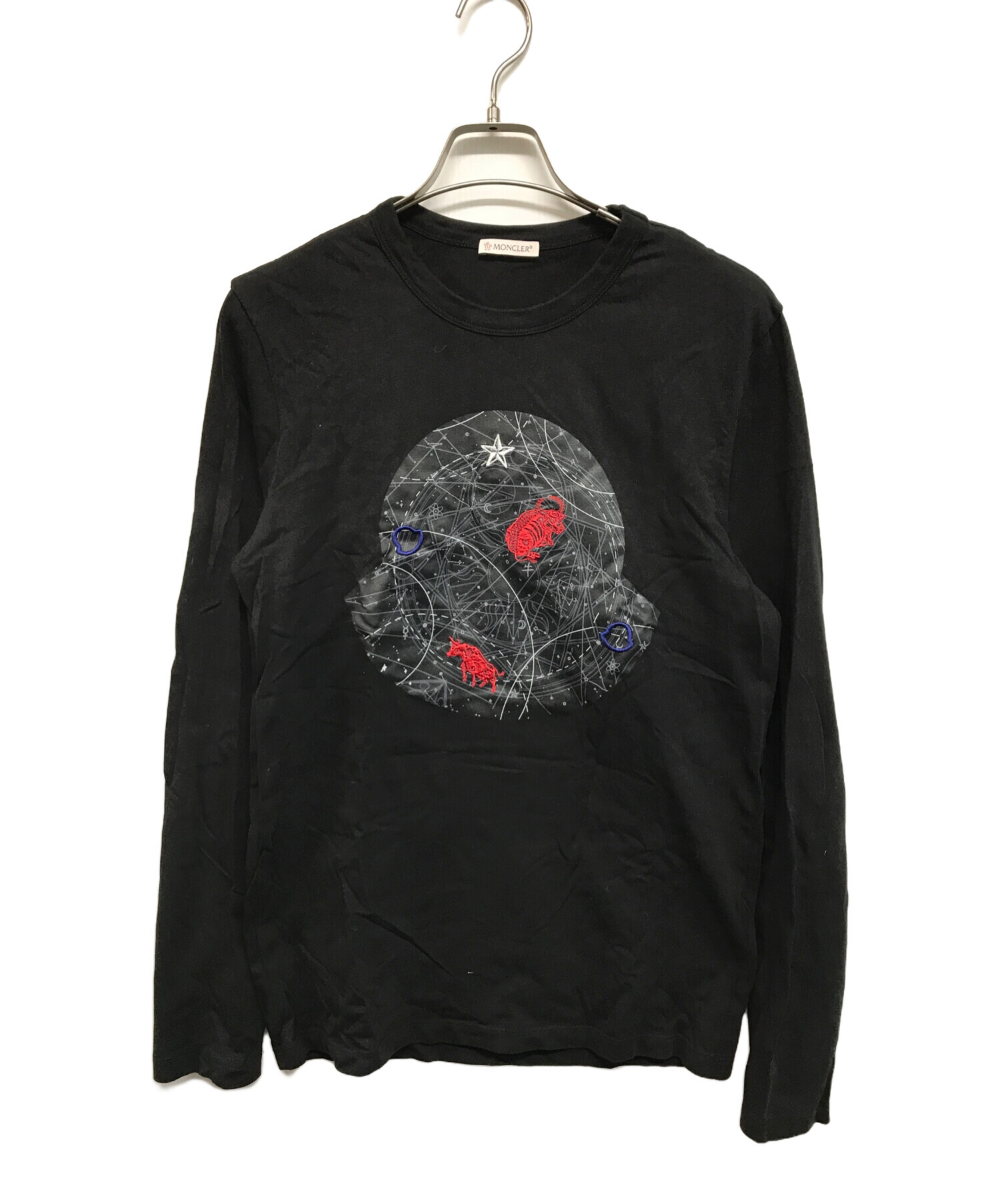 MONCLER スプラッタープリント 長袖カットソー L 中古・古着通販】MONCLER (モンクレール) 星座刺繍ロゴカットソー 長袖