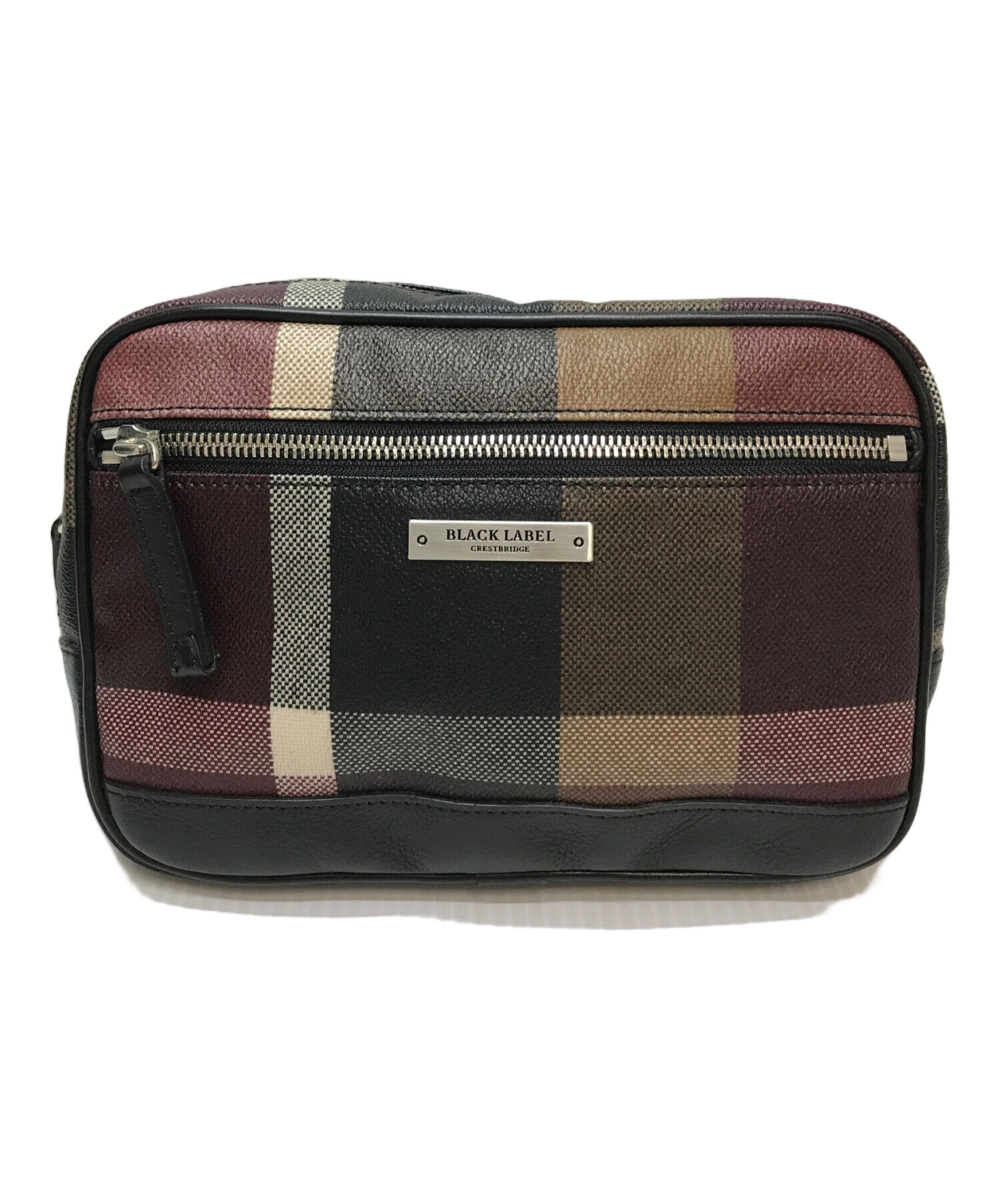 美品 BLACK LABEL CRESTBRIDGE チェック ボディバッグ ナイロンコンビカルゼシャドークレストブリッジチェックビジネスボディ