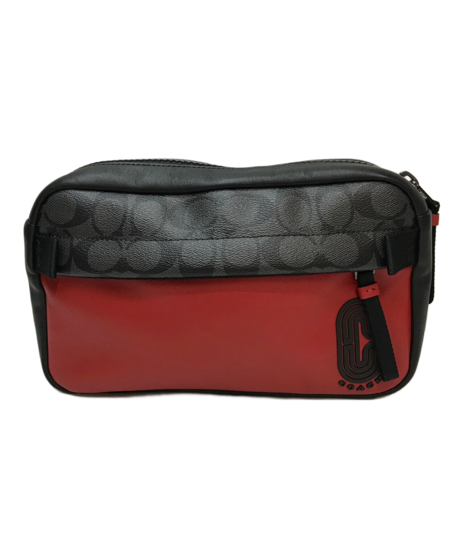 中古・古着通販】COACH (コーチ) ボディバッグ ブラック×レッド 