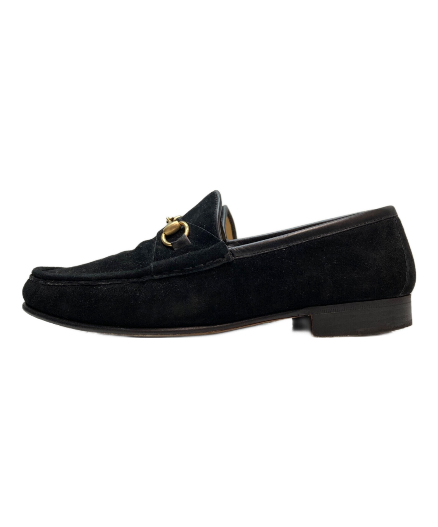 中古・古着通販】GUCCI (グッチ) スウェードビットローファー ブラック