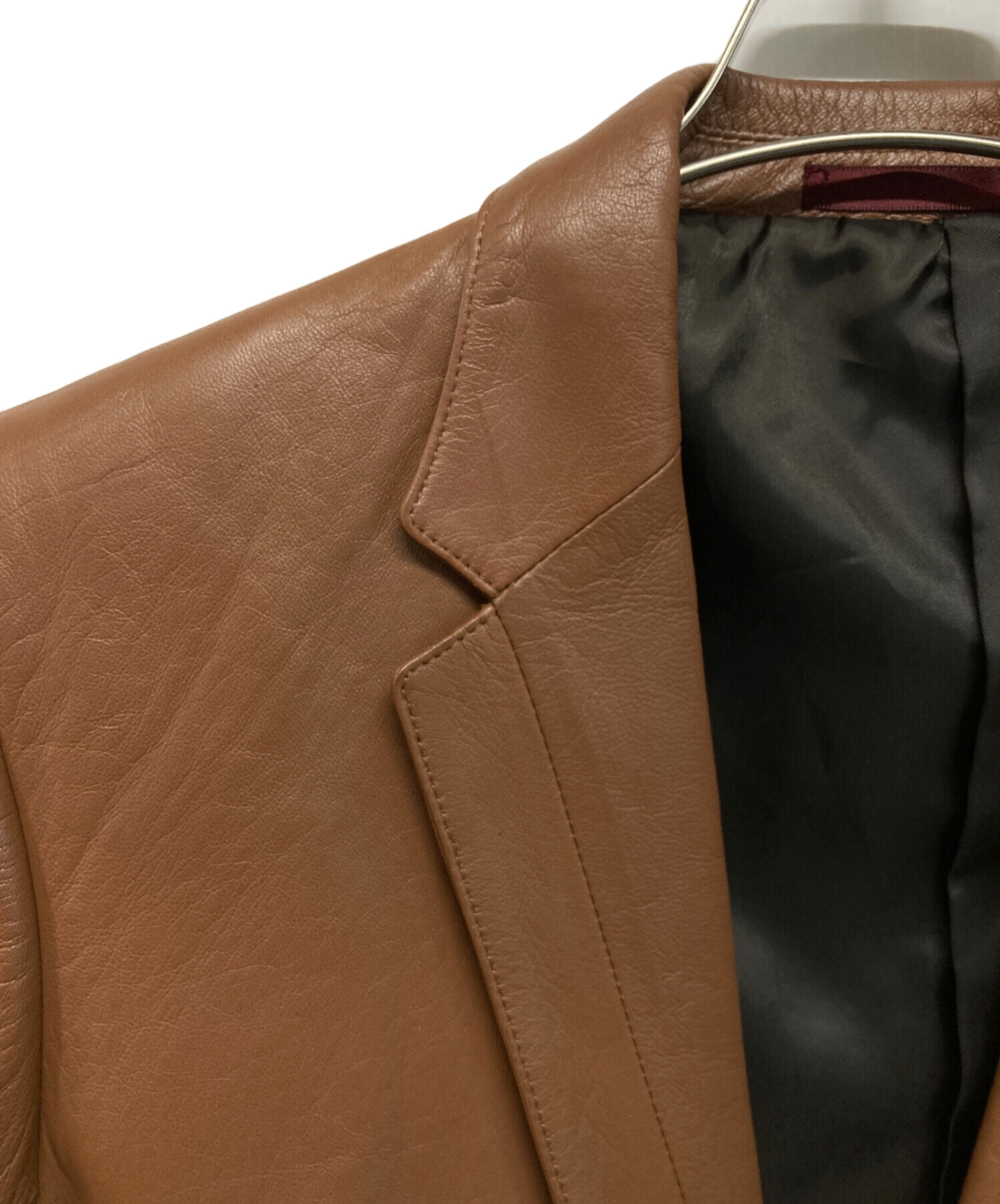 ポールスミス ラムレザー 羊革 テーラードジャケット ブラウン L 中古・古着通販】Paul Smith London (ポールスミスロンドン) レザー