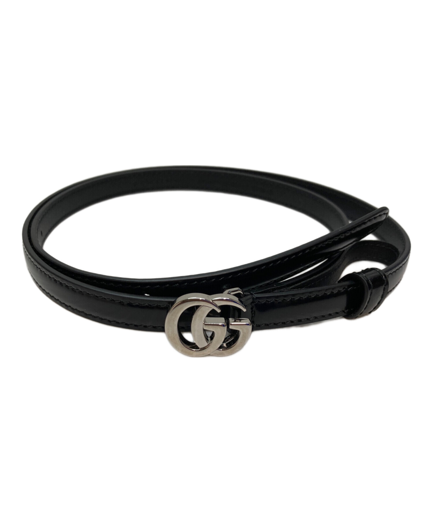 GUCCI インターロッキング シルバー バックル ベルト 黒 レザー 【公式 
