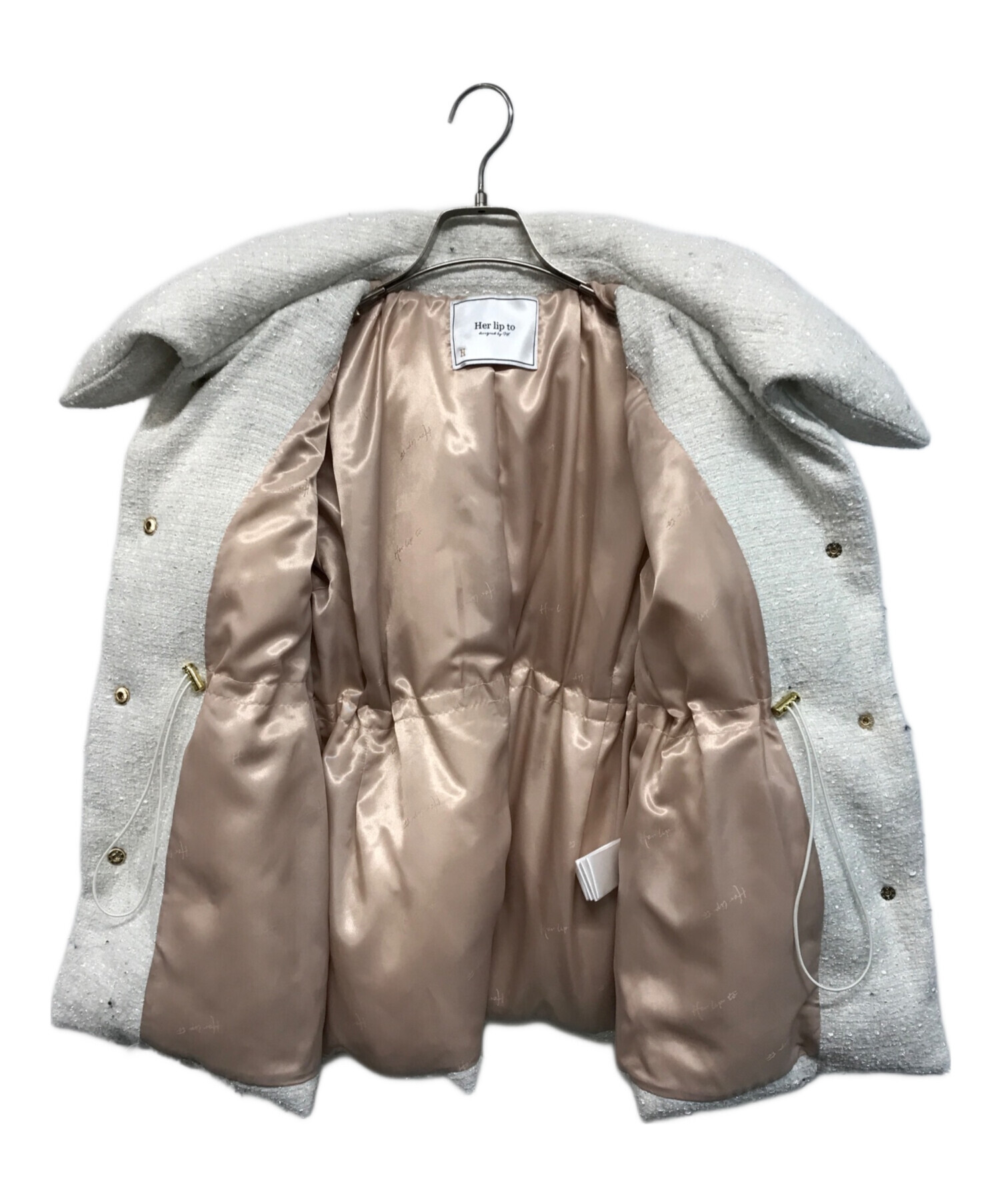 ジャケット・アウター Herlipto Hooded Tweed Down Jacket S 中古・古着通販】Her lip to (ハーリップトゥ) Gold-Button Tweed Down