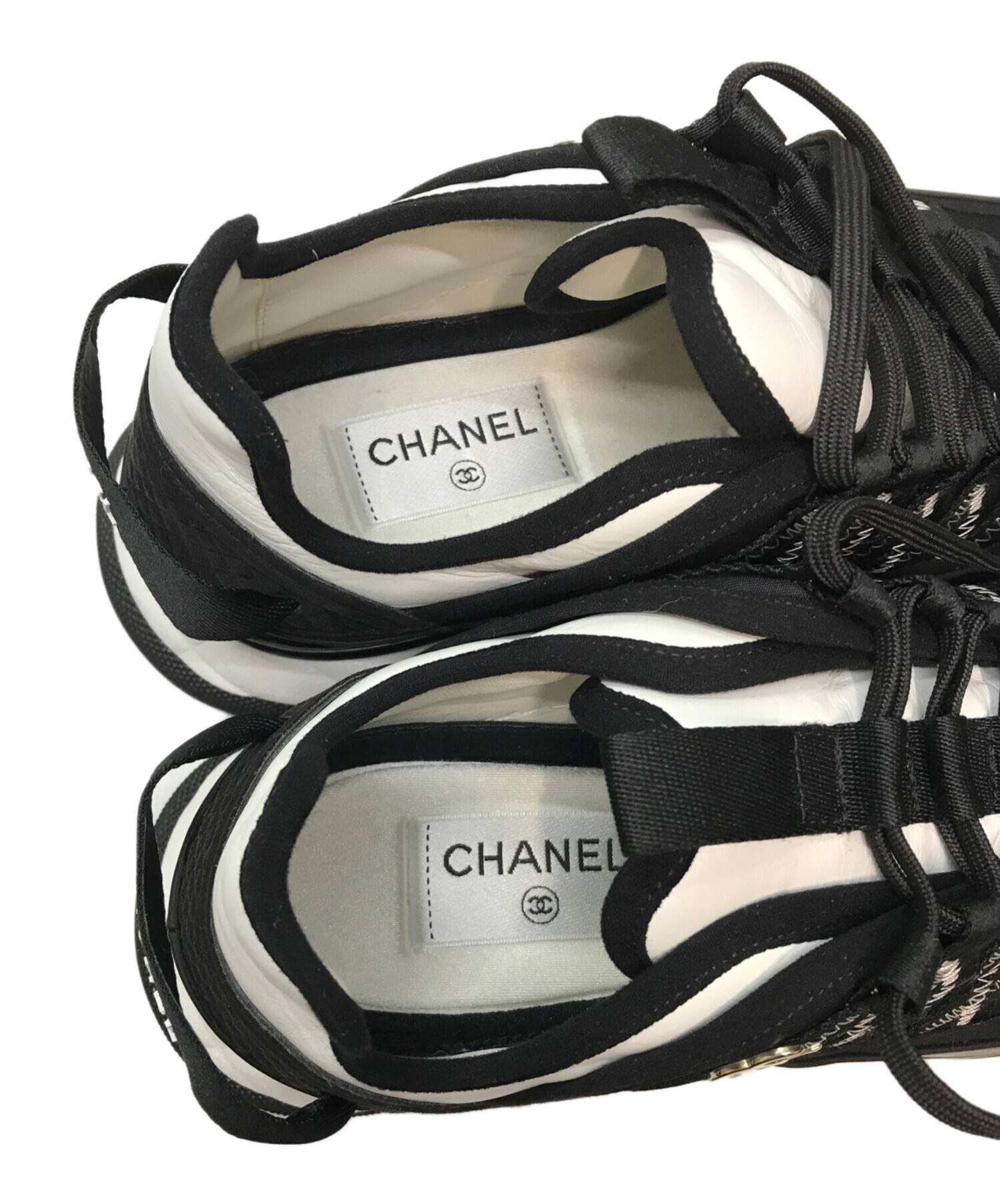 中古・古着通販】CHANEL (シャネル) レザー×ファブリック スニーカー 