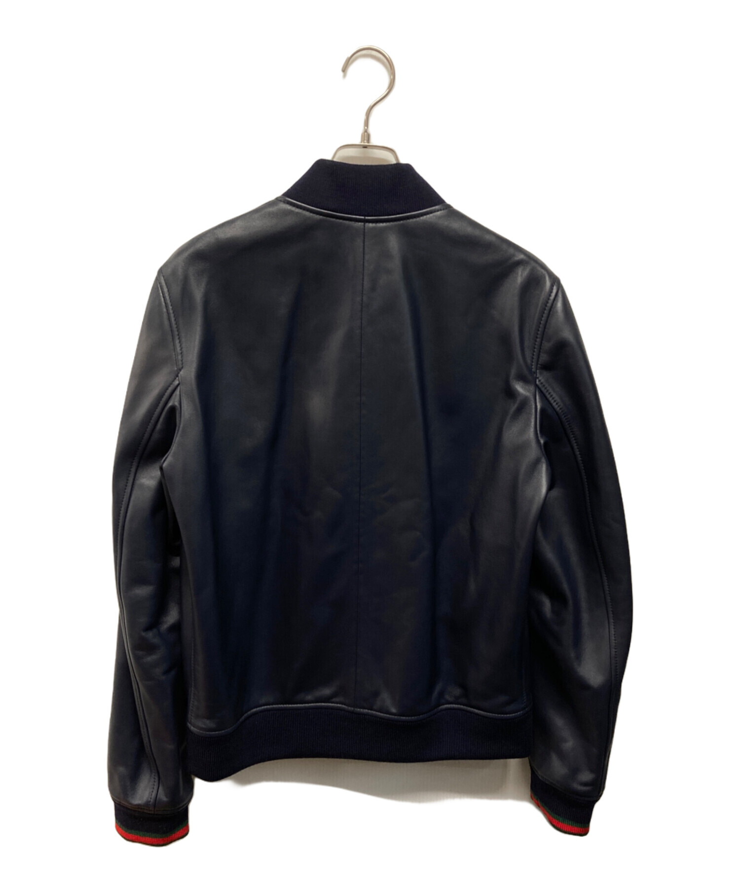 中古・古着通販】GUCCI (グッチ) ウェブストライプレザー ボンバー