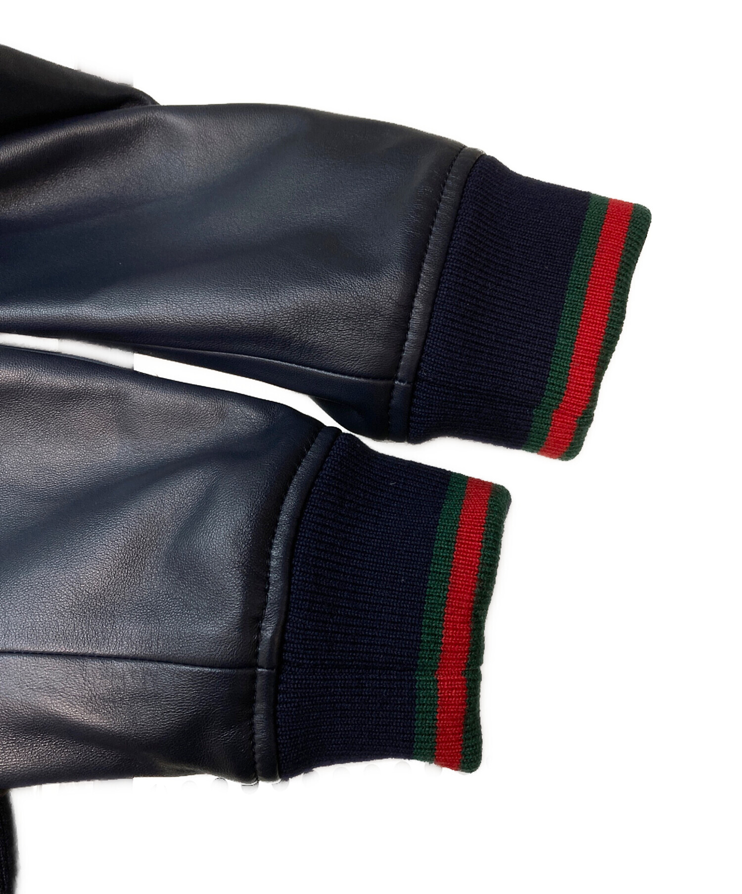 中古・古着通販】GUCCI (グッチ) ウェブストライプレザー ボンバー