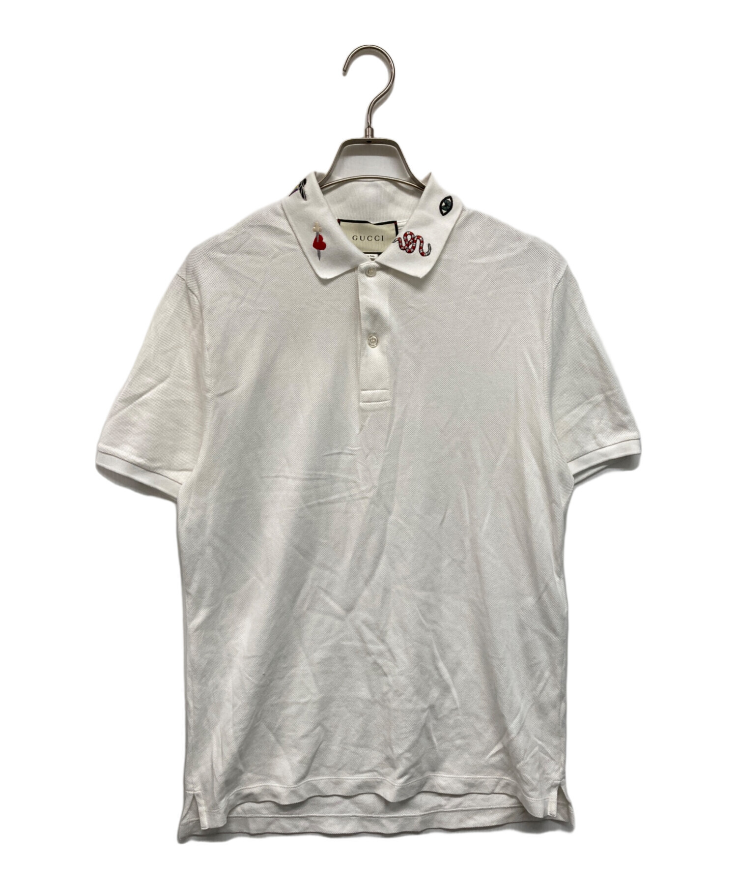 中古・古着通販】GUCCI (グッチ) エンブロイダリーポロシャツ ホワイト