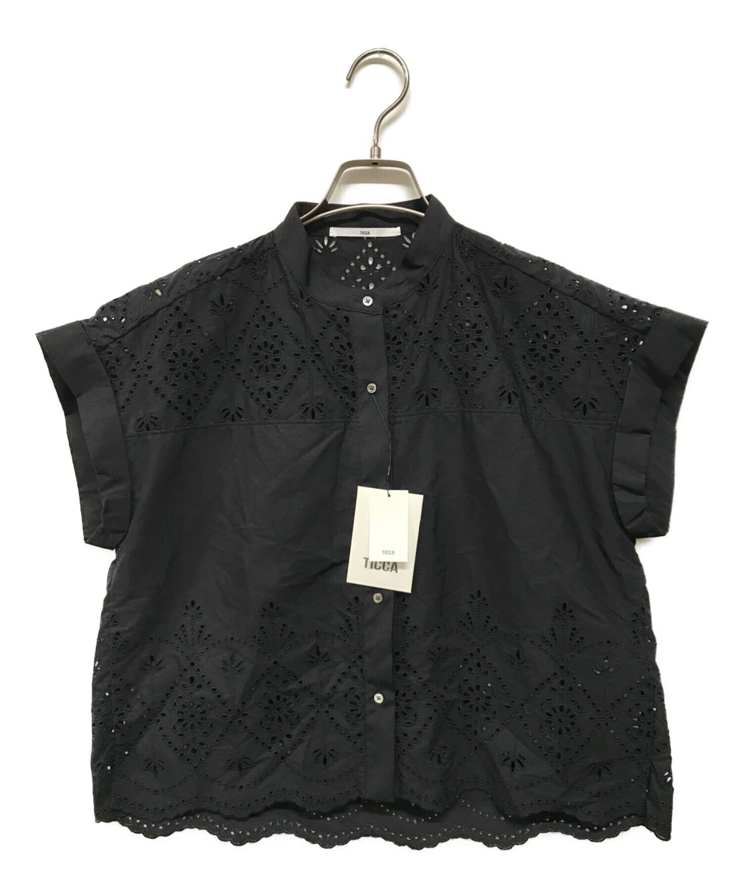 中古・古着通販】ticca (ティッカ) レース フレンチスリーブ シャツ