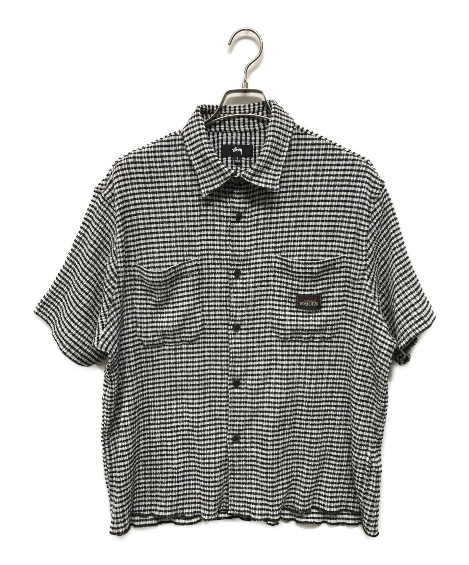 トップス stussy CRINKLED CHECK SS SHIRT TAN M 中古・古着通販】stussy (ステューシー) CRINKLED CHECK SS SHIRT