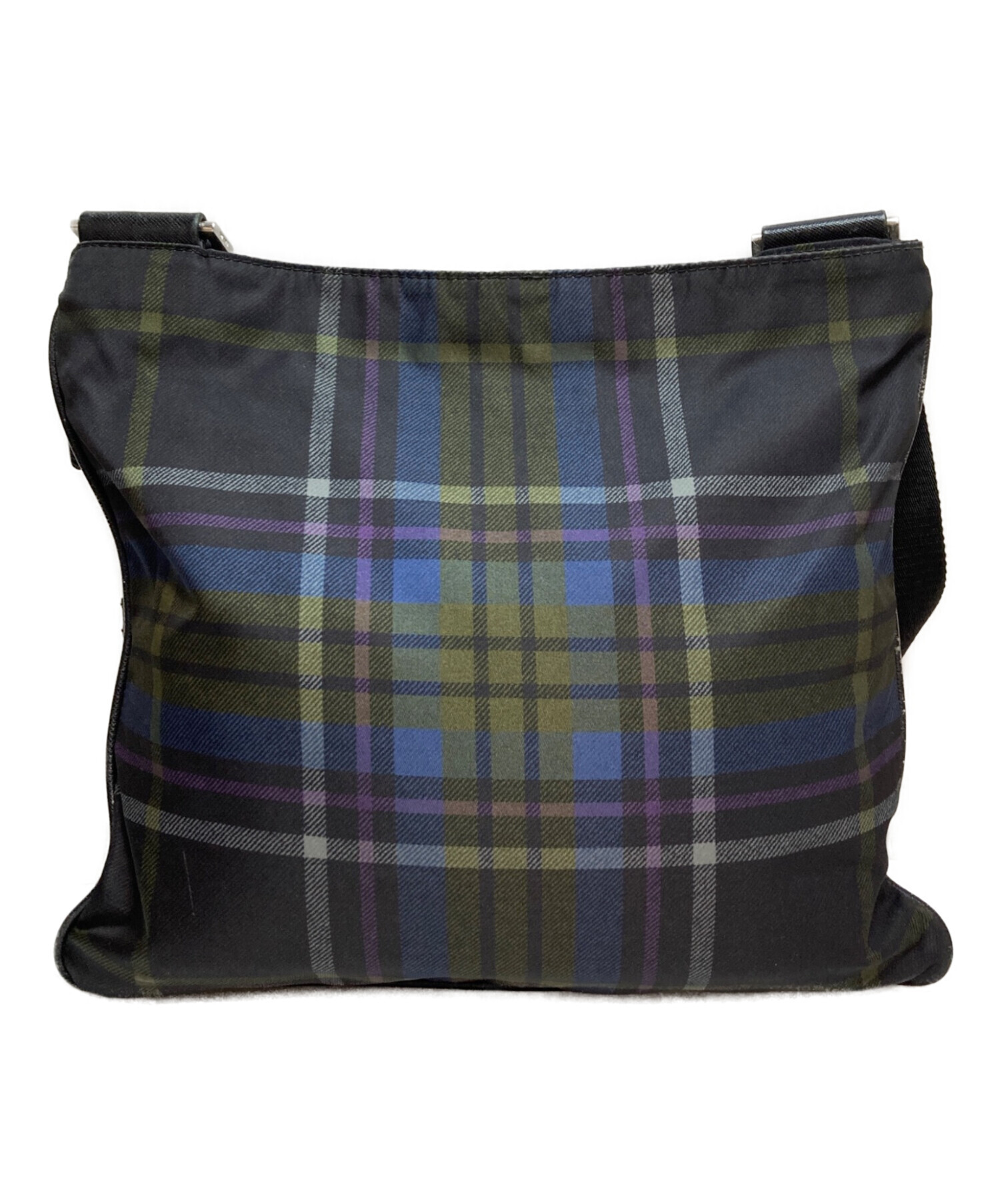 イタリア製 PRADA タータンチェック柄 ショルダーバッグ ナイロン 中古・古着通販】PRADA (プラダ) タータンチェックプレートショルダー
