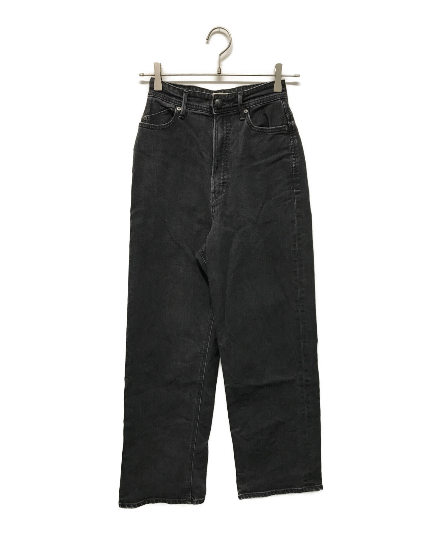 【極美品】YANUK ルーズストレート JOAN size22 ブラック 中古・古着通販】YANUK (ヤヌーク) ルーズストレート【JOAN】 デニム