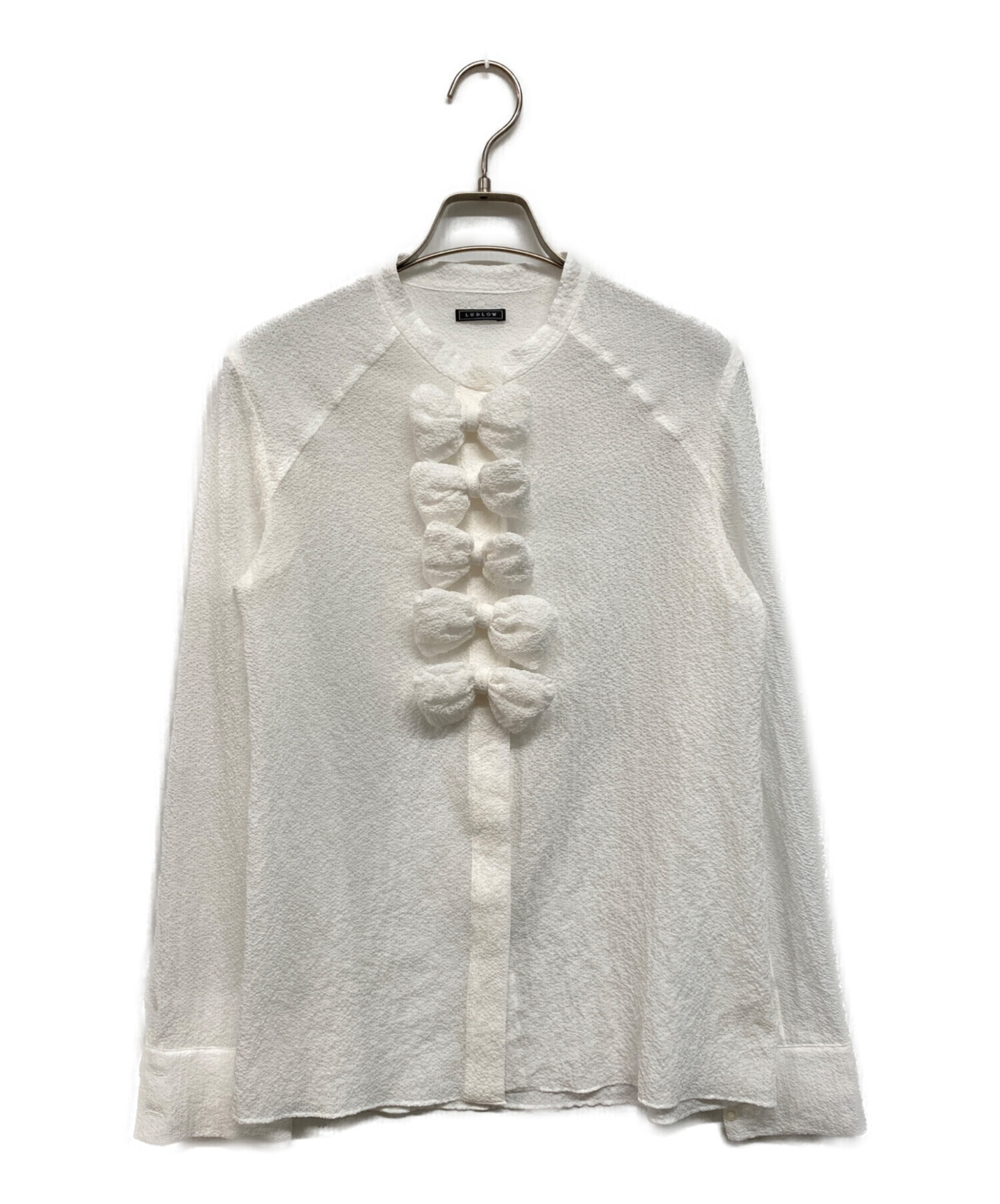 中古・古着通販】LUDLOW (ラドロー) フロントリボンシアサッカーシャツ