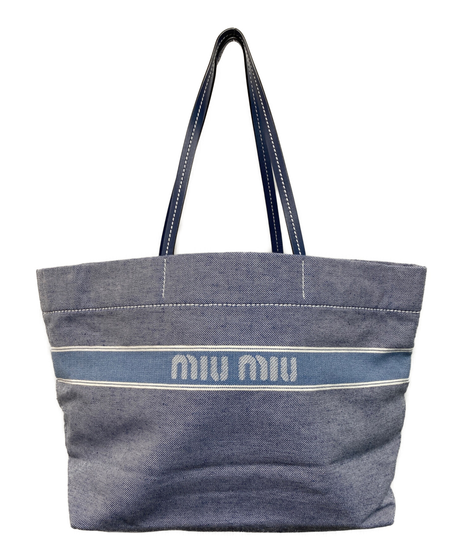 MIU MIU ジャガードデニムトートバッグ 中古・古着通販】MIU MIU (ミュウミュウ) ジャガードロゴデニムトート