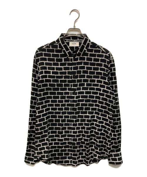 【ほぼ未使用 備品】CELINE ロゴ総柄 Tシャツ ブラック エディ•スリマン 中古・古着通販】CELINE (セリーヌ) 総柄レーヨンシャツ セリーヌバイ