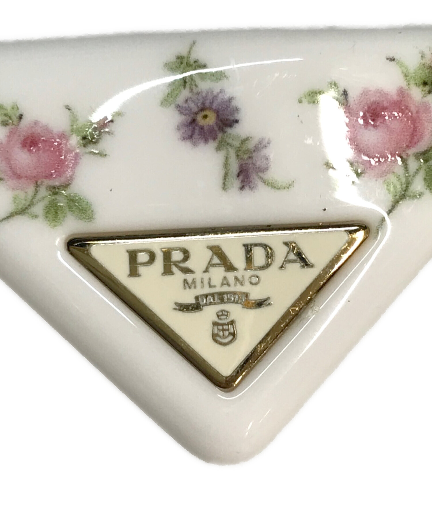 【美品】バタフリー 旧裏 2枚セット 中古・古着通販】PRADA (プラダ) 三角ロゴ花柄ヘアバレッタ ホワイト