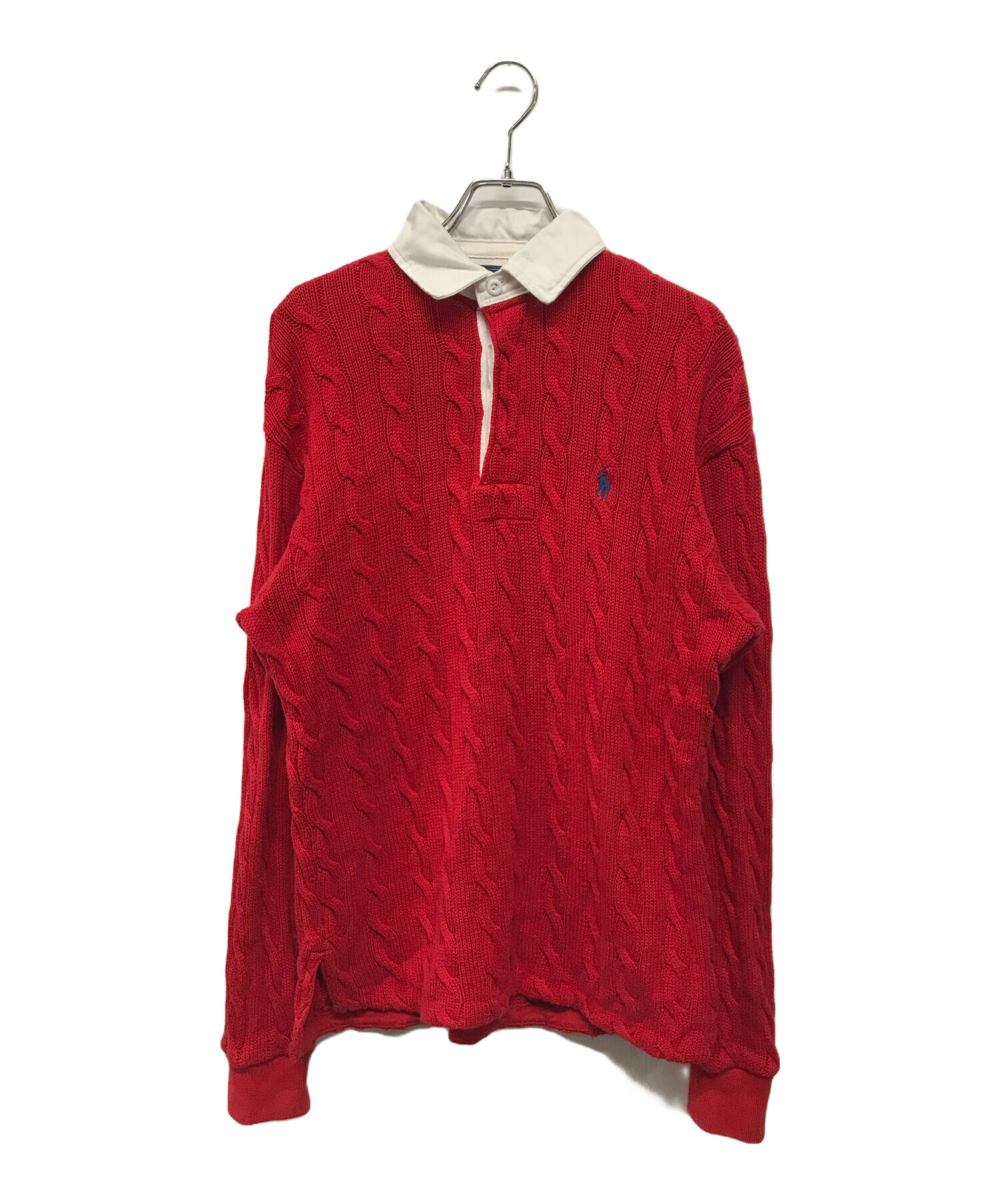 POLO RALPH LAUREN - 　未使用級！　現行タグ　ポロラルフローレン　ケーブルニット　コットン　ホース刺繍 中古・古着通販】POLO RALPH LAUREN (ポロ・ラルフローレン) ケーブル