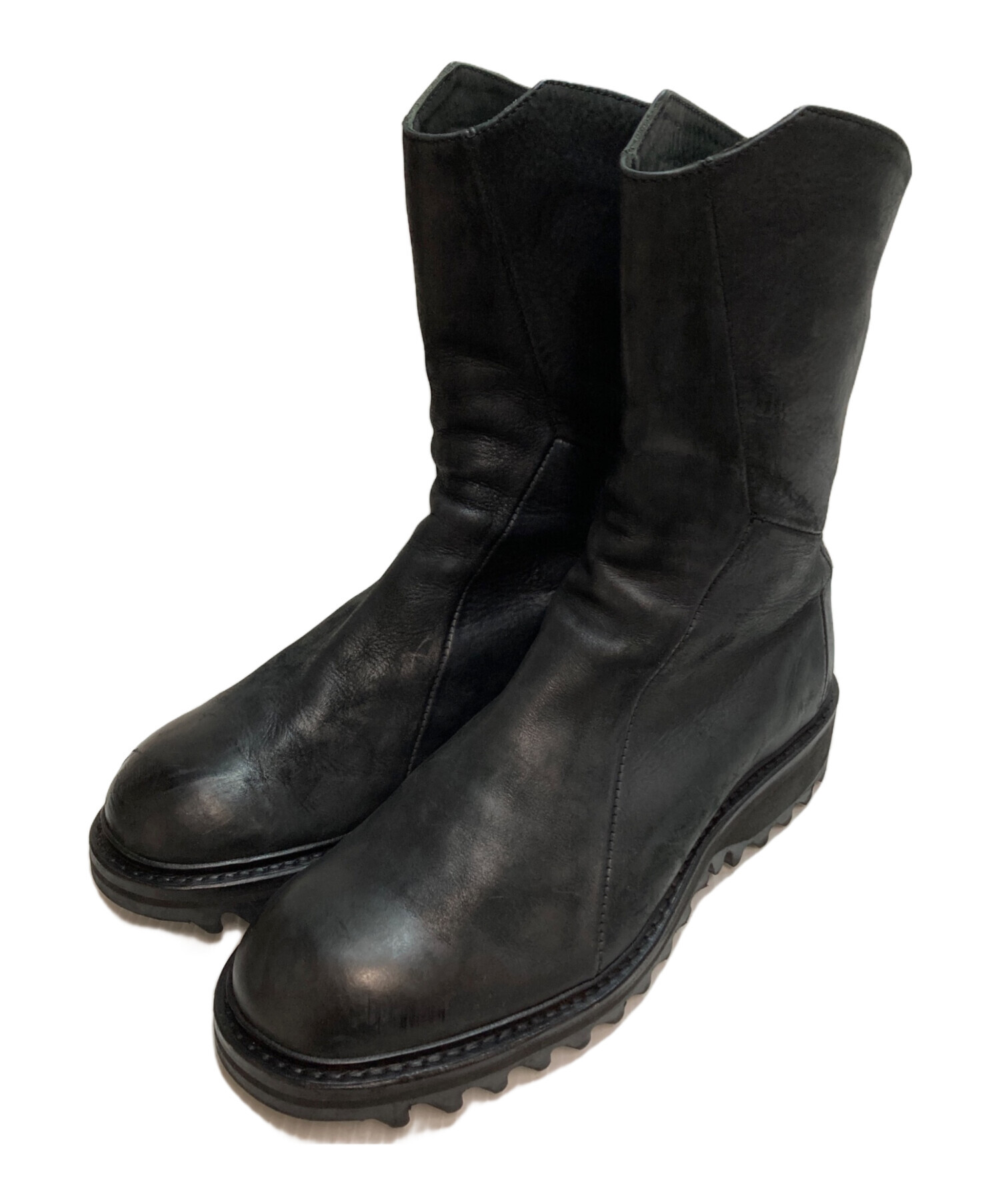 ユリウス マニフェストレザーブーツ JULIUS ガスマスク レザー ブーツ 中古・古着通販】JULIUS (ユリウス) レザージップブーツ モード 日本製