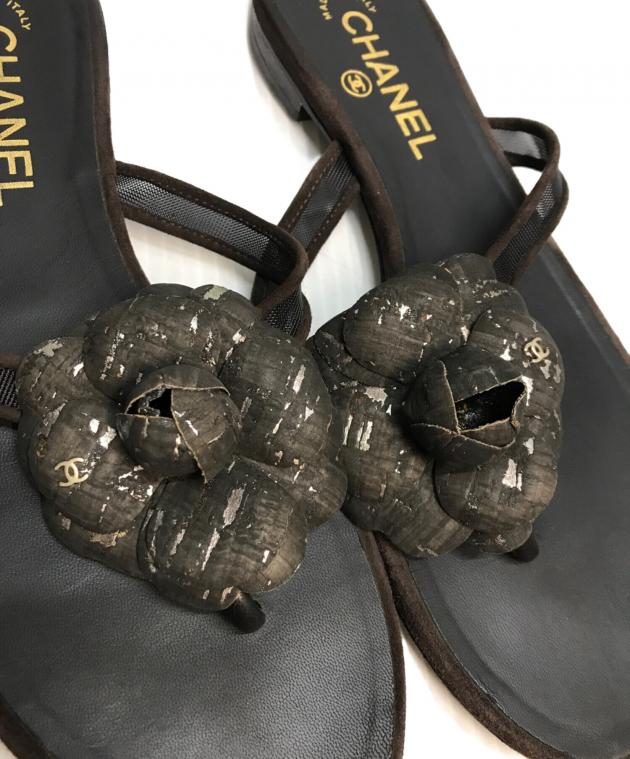 中古・古着通販】CHANEL (シャネル) カメリア付きサンダル ココマーク