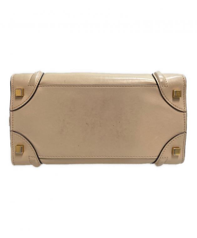 a*o様 CELINE ラゲージ ハンドバッグ ベージュ マイクロ 本日限定お値 中古・古着通販】CELINE (セリーヌ) ラゲージミニショッパー