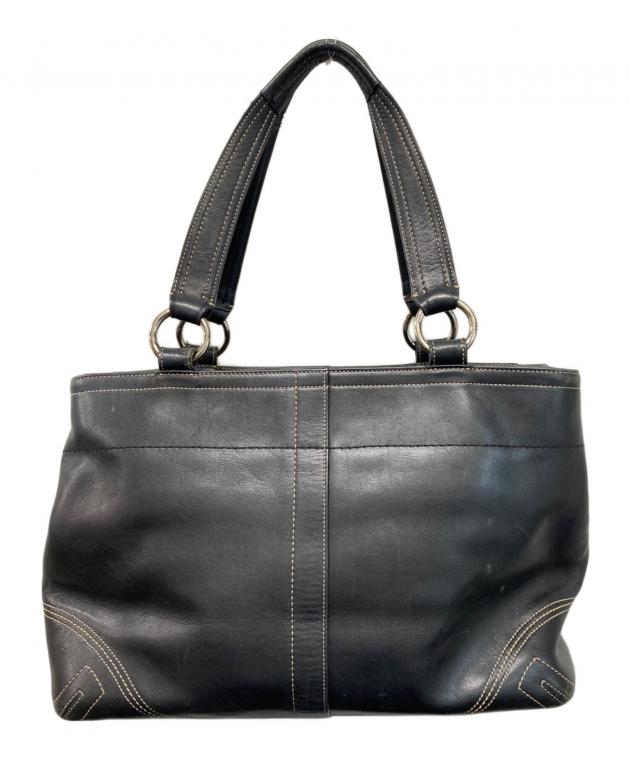 美品 COACH コーチ ハンドバッグ　ソーホー レザー ブラック 中古・古着通販】COACH (コーチ) ソーホー ライン トートバッグ レザー